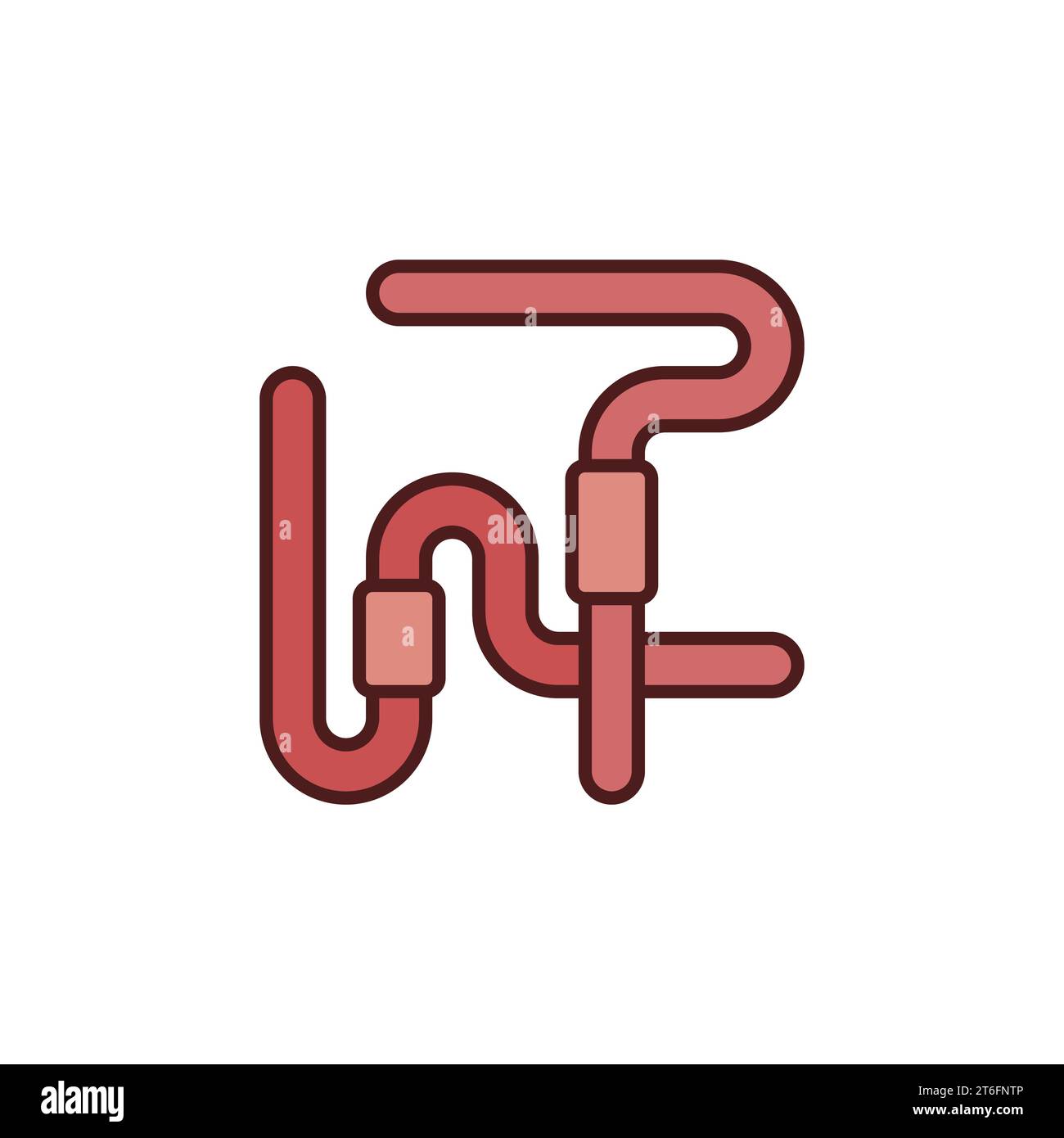 Two Worms vector concept geometric minimal colored icon or logo element Stock Vector