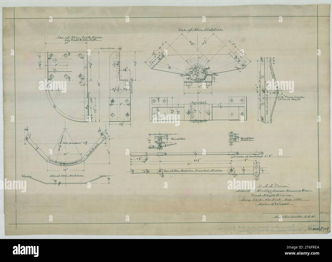 USS Terror (BM4) Details of Windlass Engine Reversing Gear and Crank