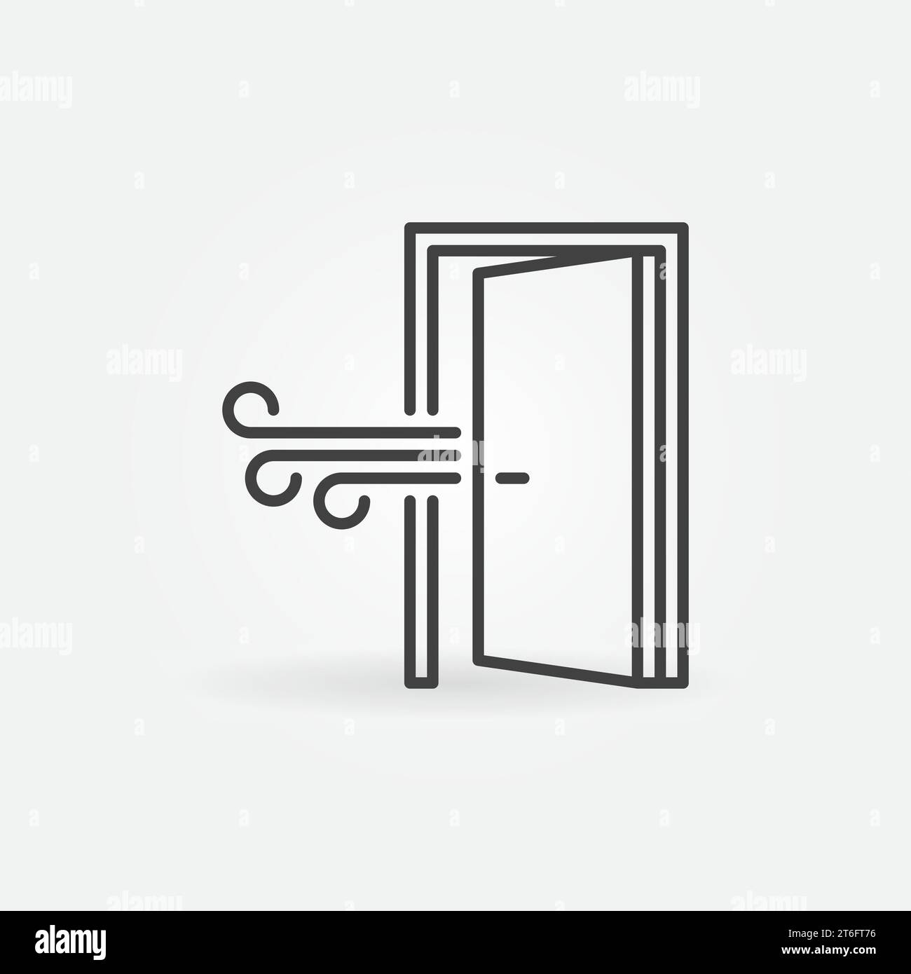 Opened Door vector Airing the Room concept line simple icon or sign Stock Vector