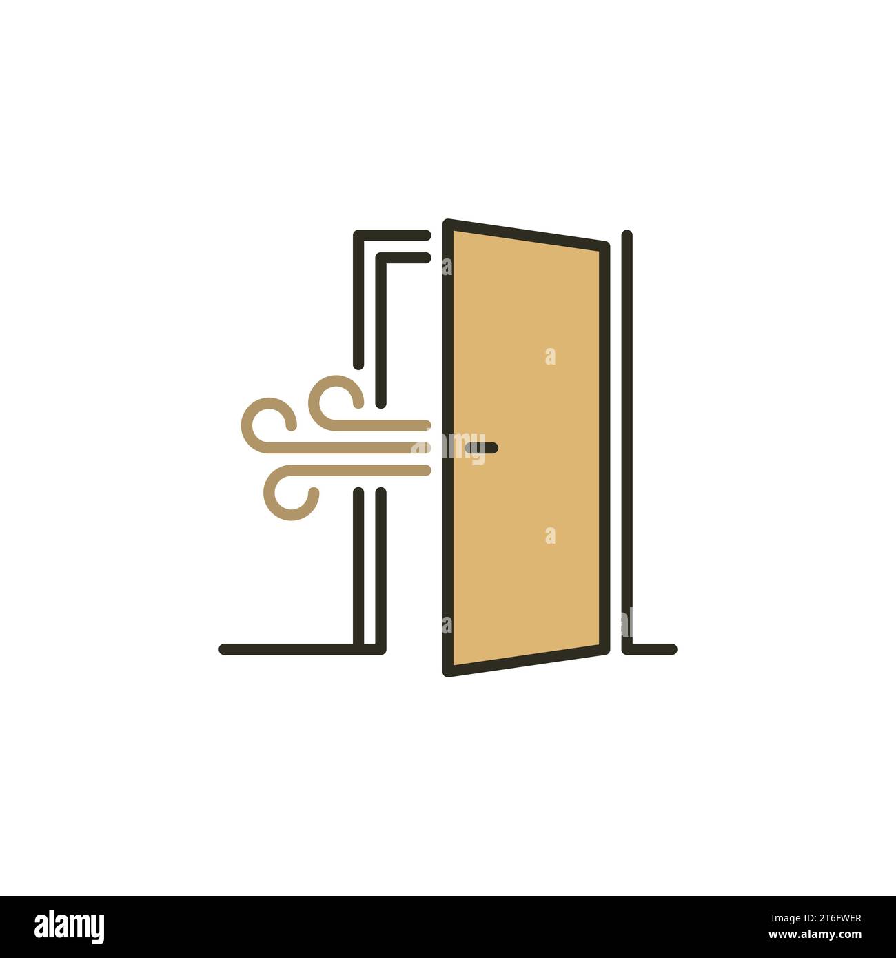 Opened Door colored icon - Room Ventilation vector concept symbol or design element Stock Vector