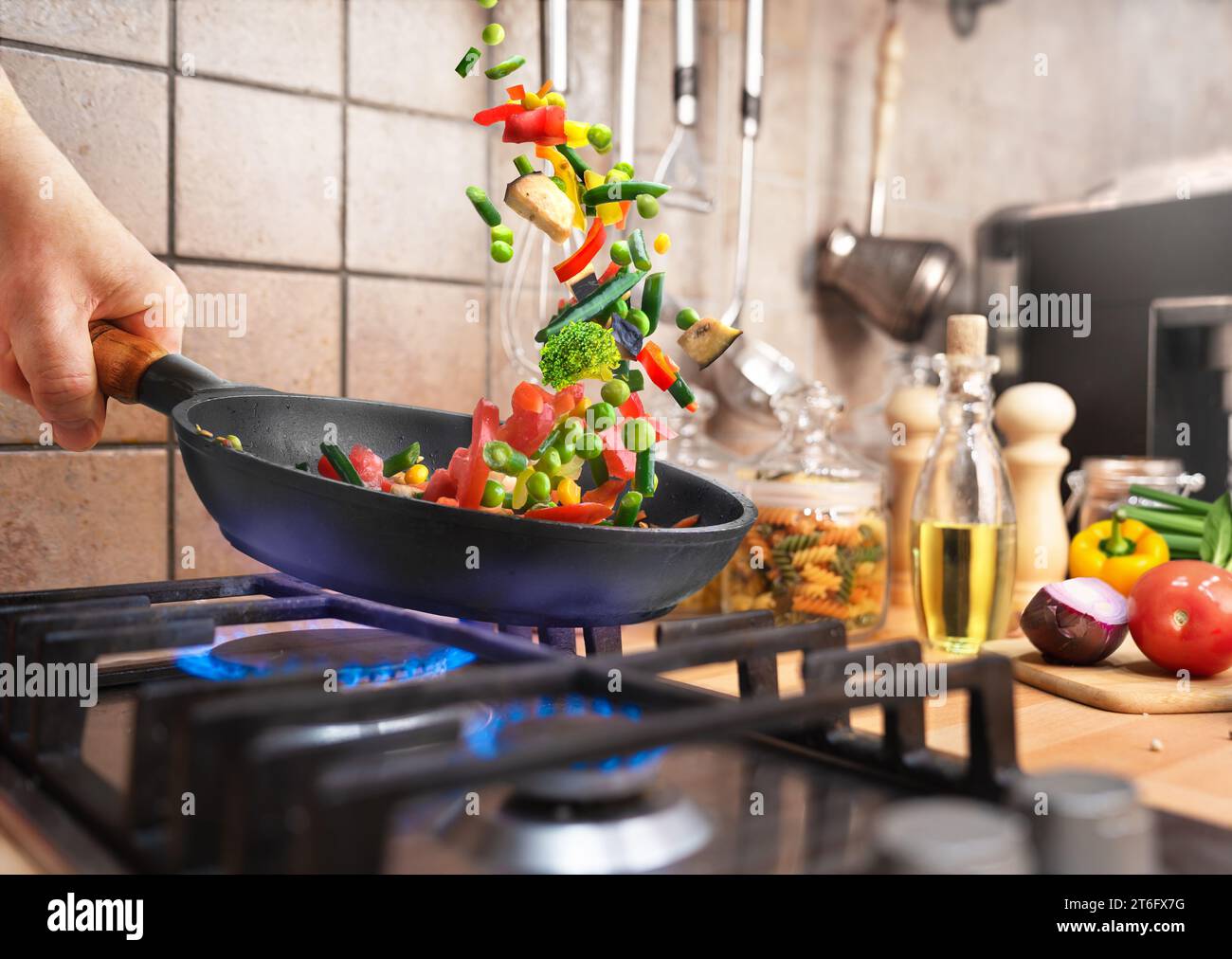 Various chopped vegetables preparing hi-res stock photography and ...