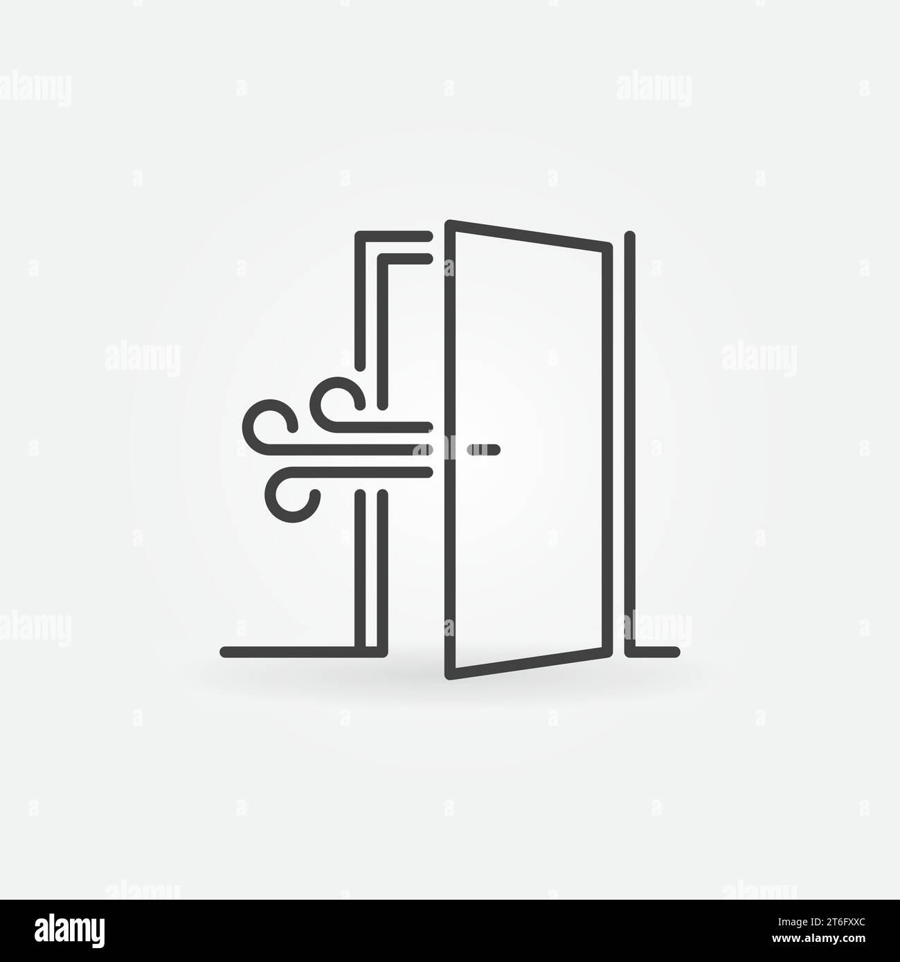 Opened Door outline icon. Vector Room ventilation concept linear symbol Stock Vector