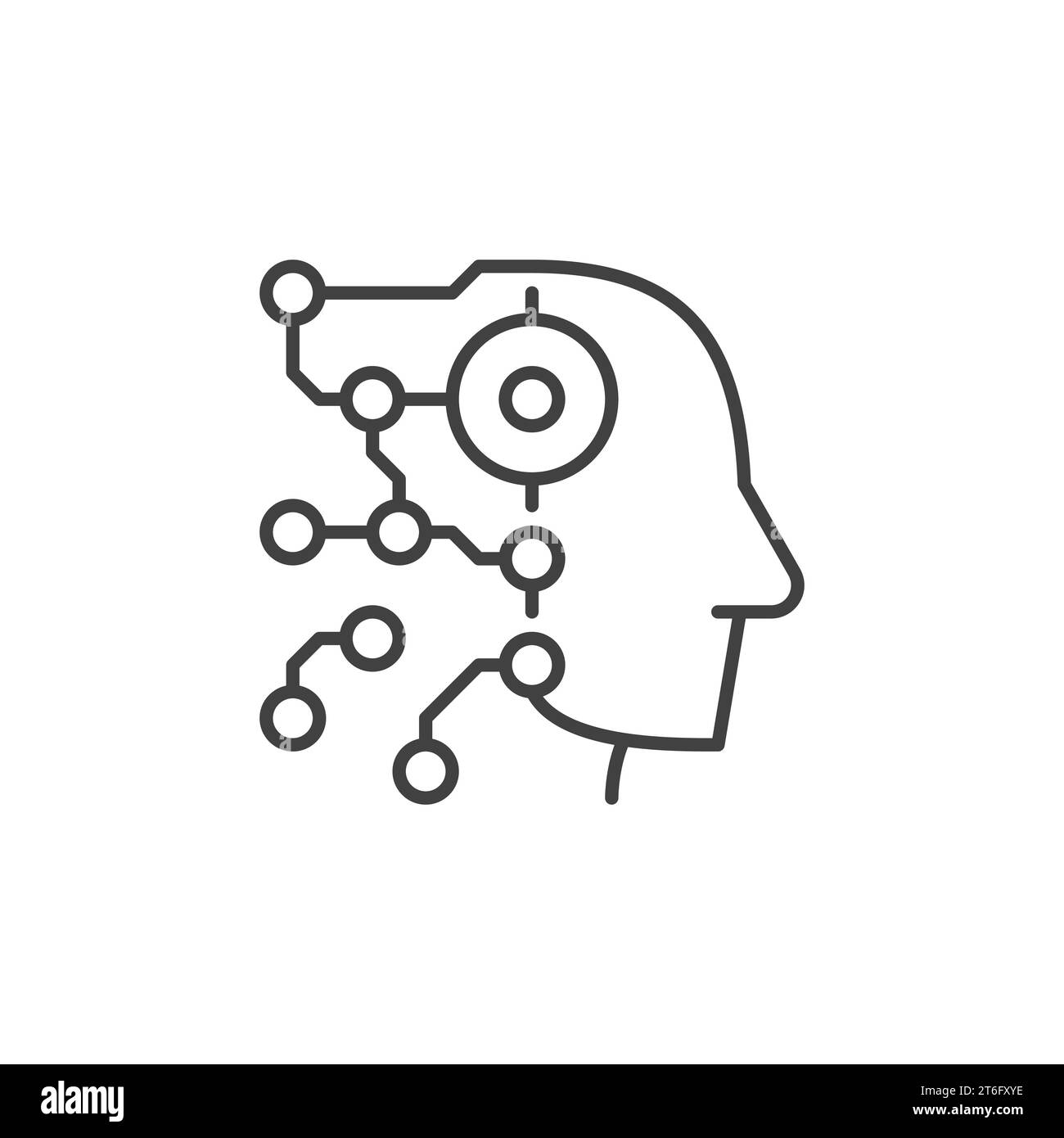 AI Technology Digital Head vector concept icon or symbol in outline ...