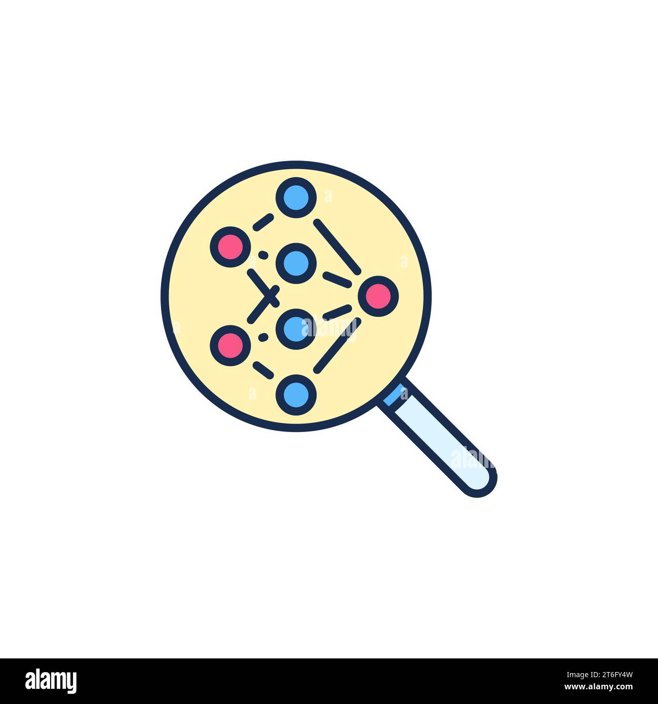 Neural Network and Magnifier vector concept colored icon or sign Stock Vector