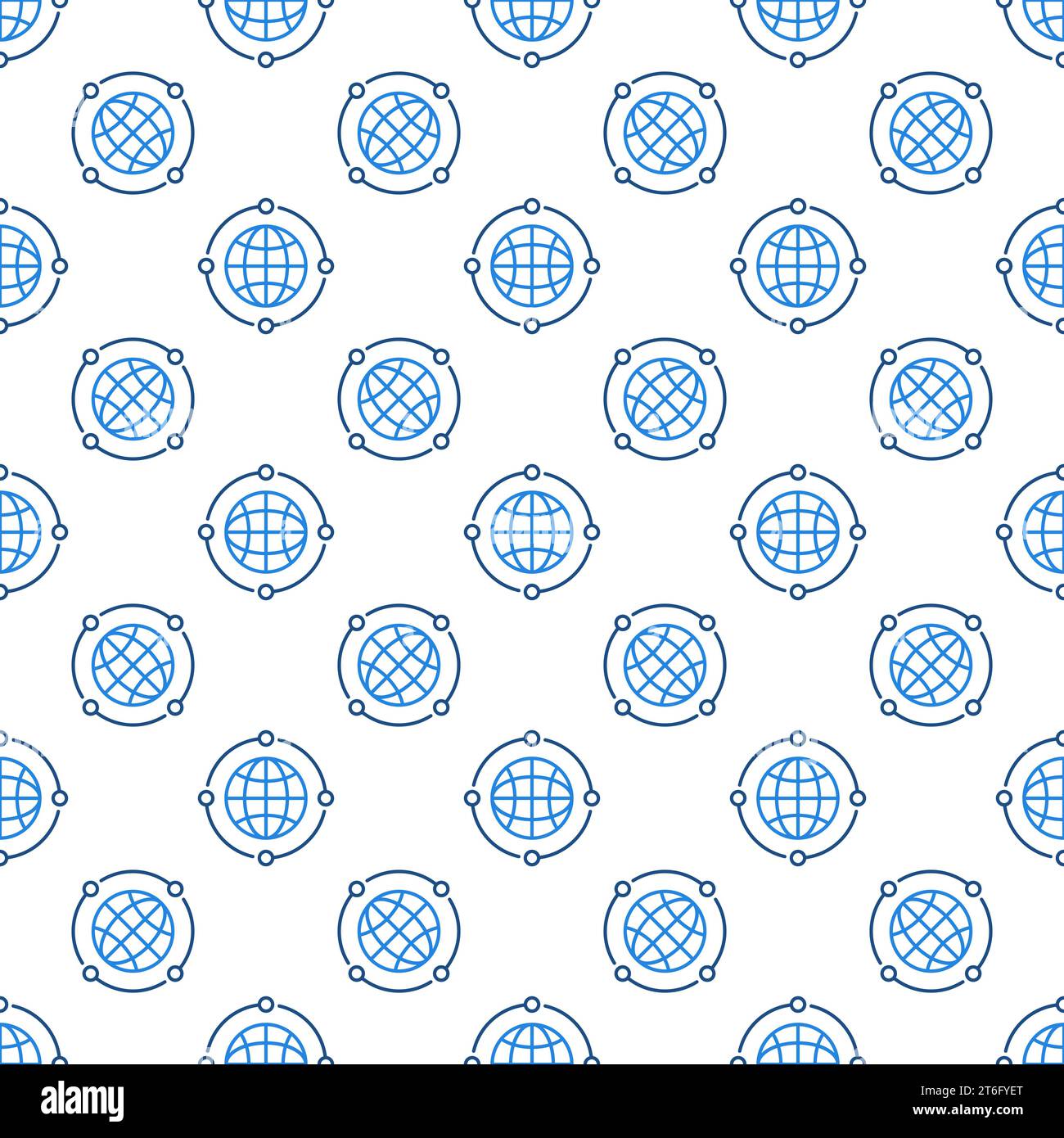Neural Network Earth Globe vector concept linear seamless pattern Stock Vector