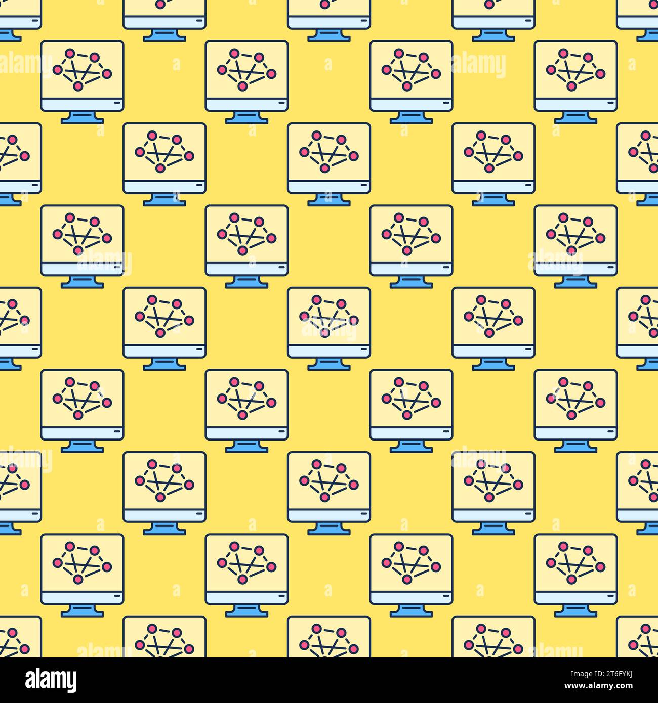 Neural Network on Computer Screen vector concept colored seamless ...