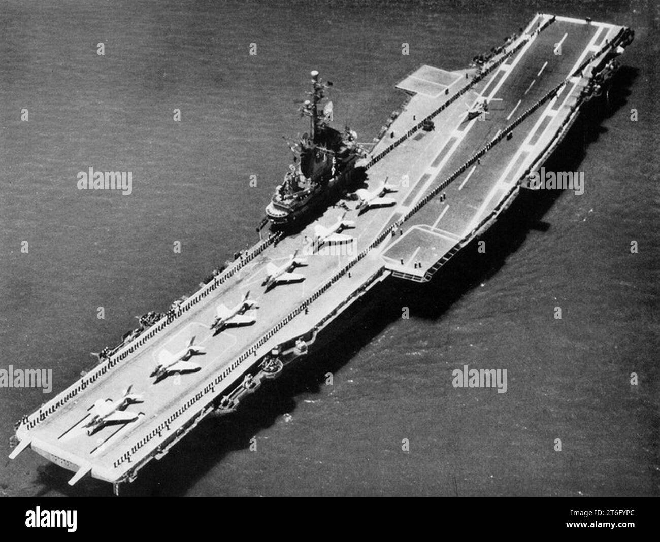 USS Ticonderoga (CVA14) aerial view c1959 Stock Photo Alamy