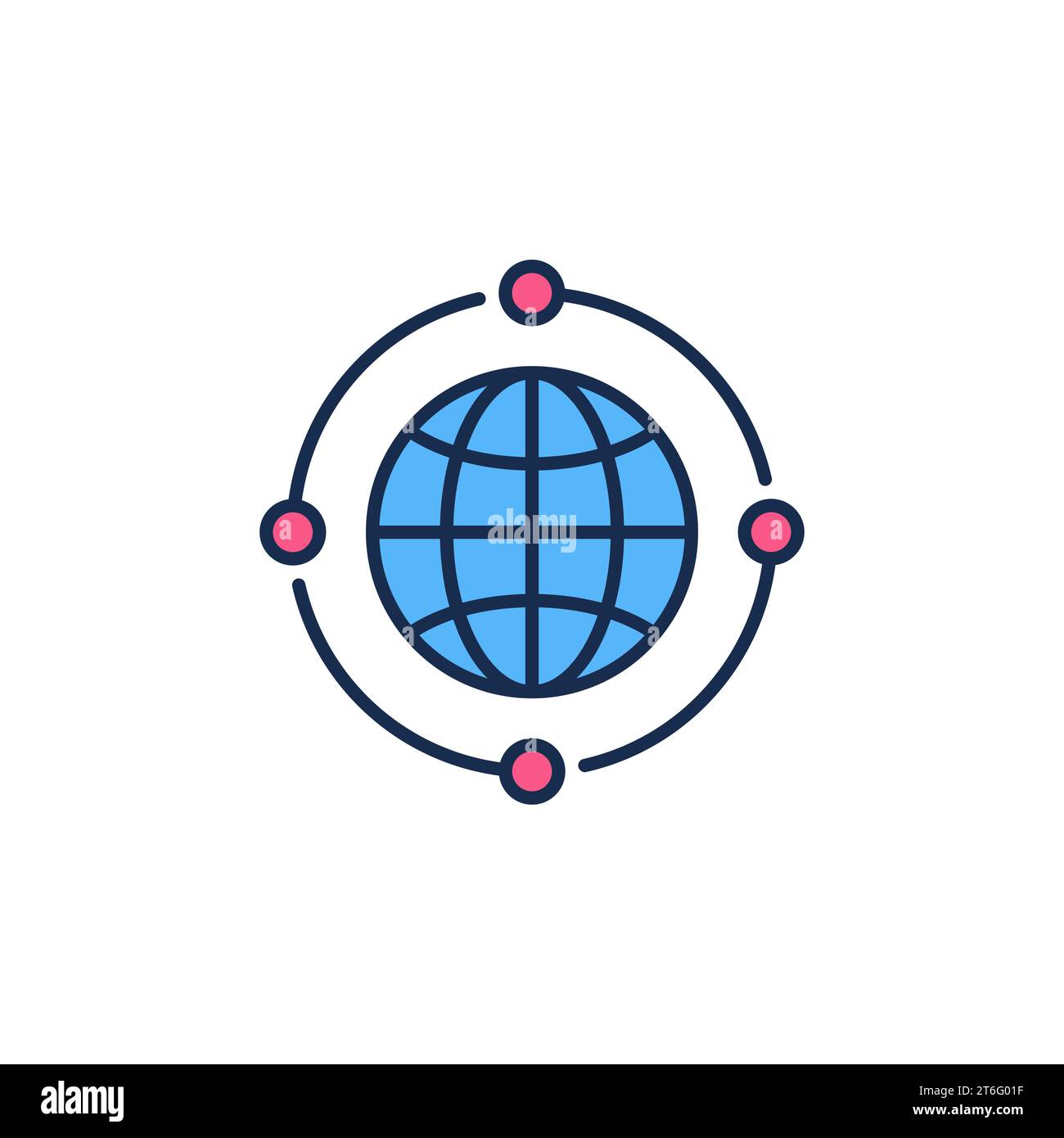 Earth Globe and Neural Network vector AI concept colored icon or logo ...