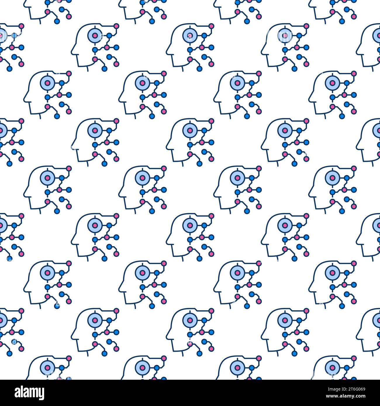 AI Technology Head vector concept colored seamless pattern Stock Vector ...