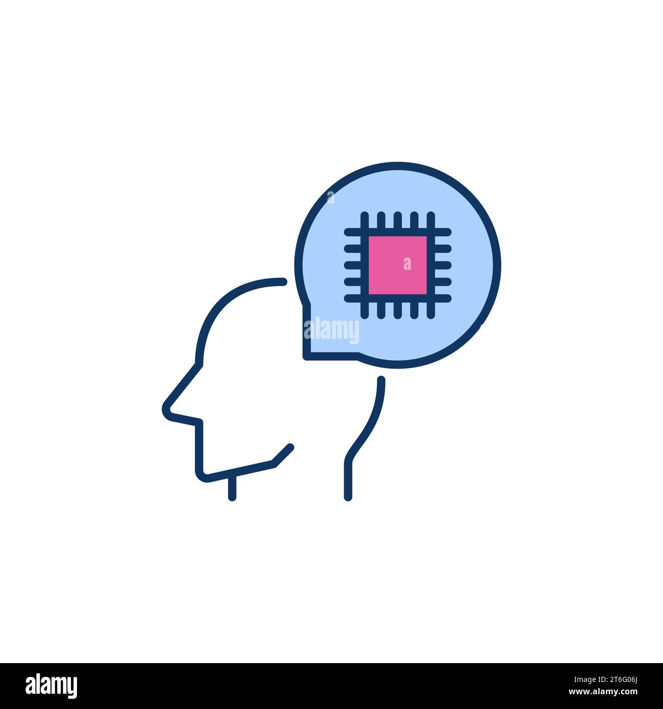 Speech Bubble with CPU and Head vector concept colored icon or symbol Stock Vector