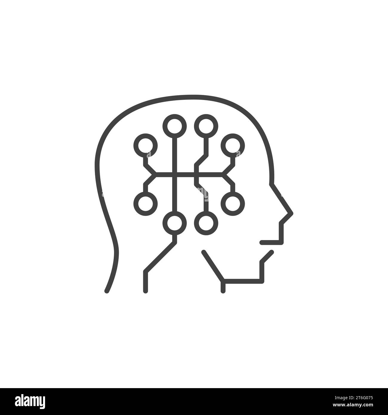 Digital Brain inside Head vector concept thin line icon or symbol Stock ...