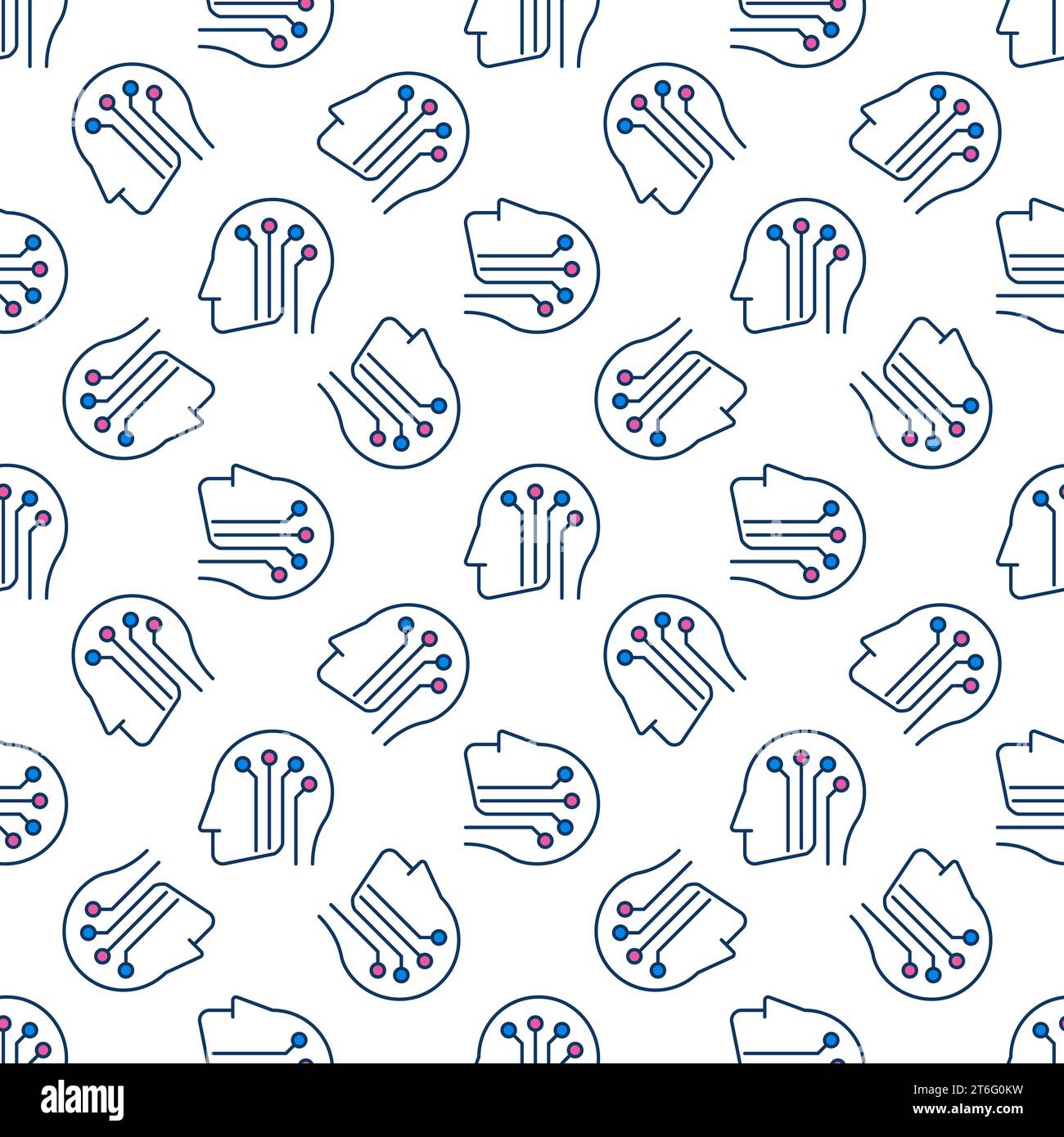 Artificial Intelligence Head vector AI concept colored seamless pattern ...