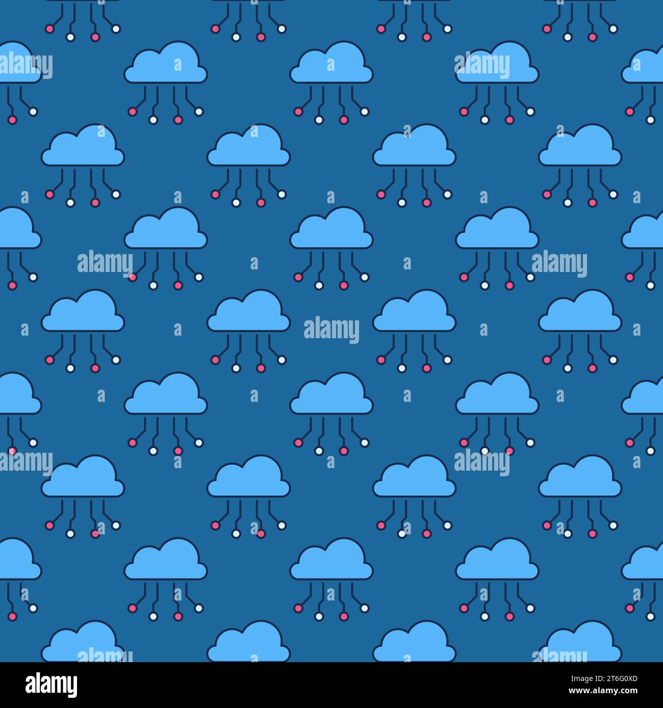 Cloud with Neural Network Data vector concept colored seamless pattern ...