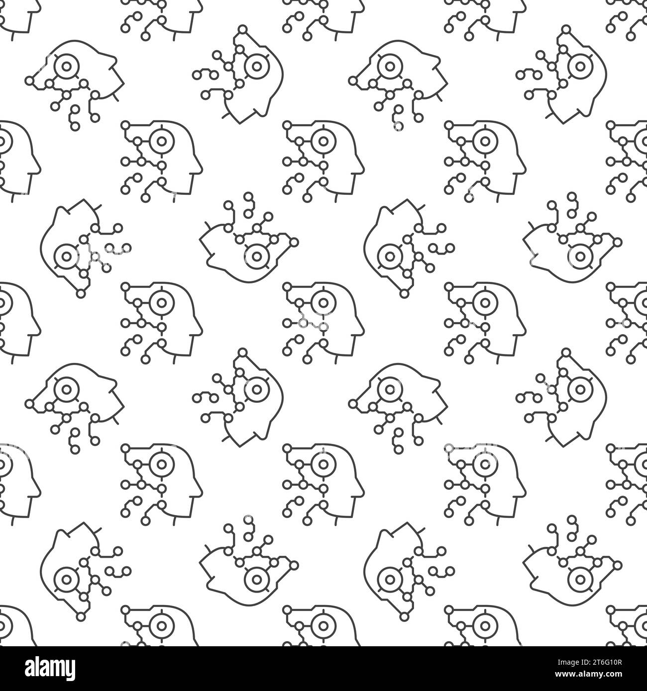 AI Technology Head vector concept colored seamless pattern Stock Vector ...