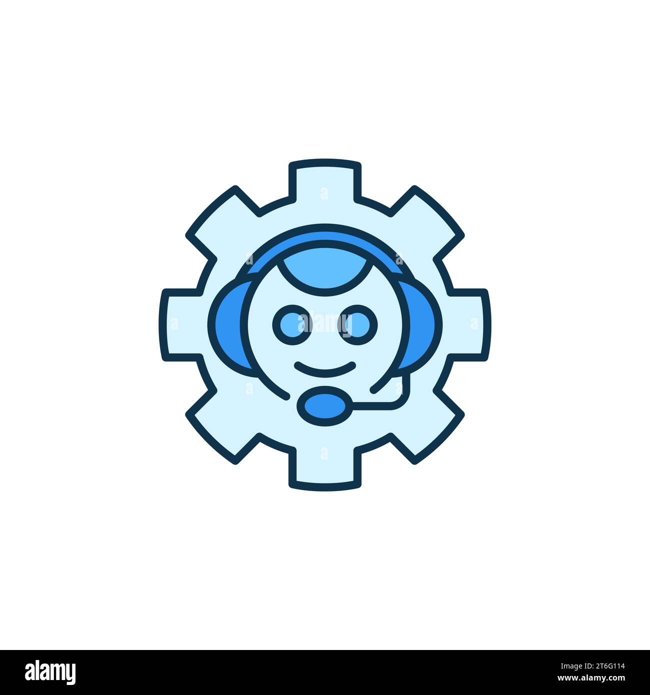 Chatbot in Gear vector Bot Settings concept colored icon or logo element Stock Vector