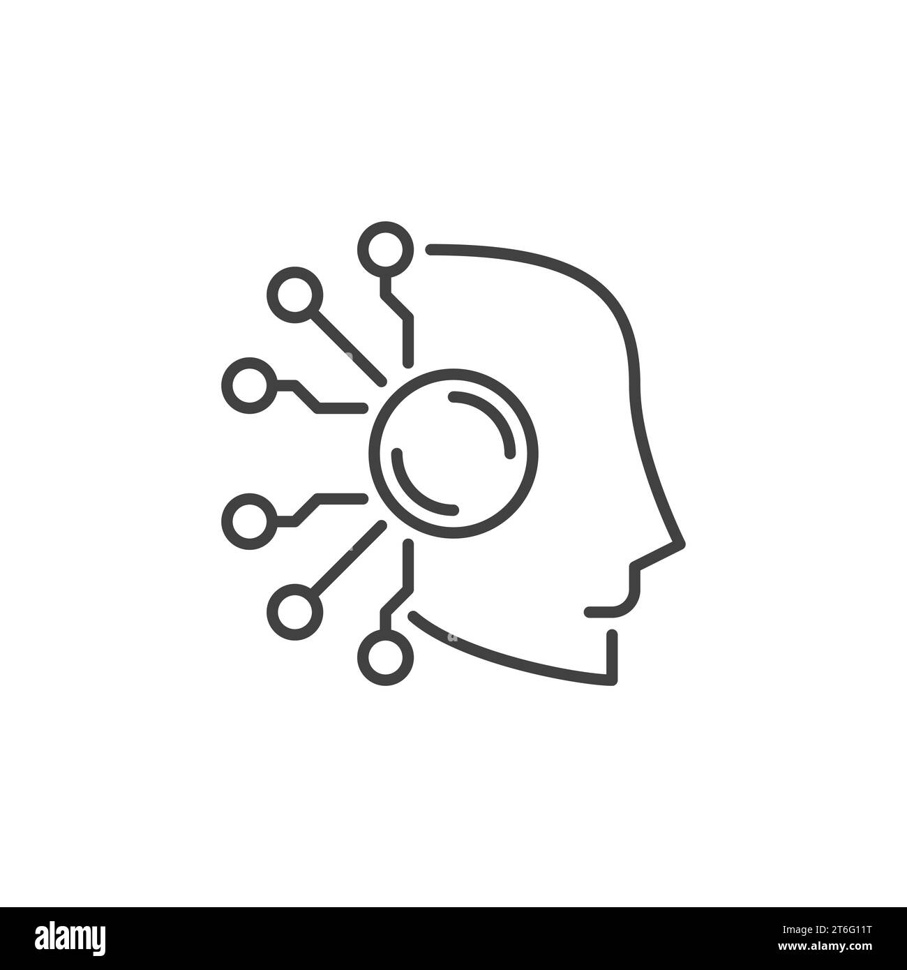 AI Head vector Artificial Intelligence Robot concept outline icon ...
