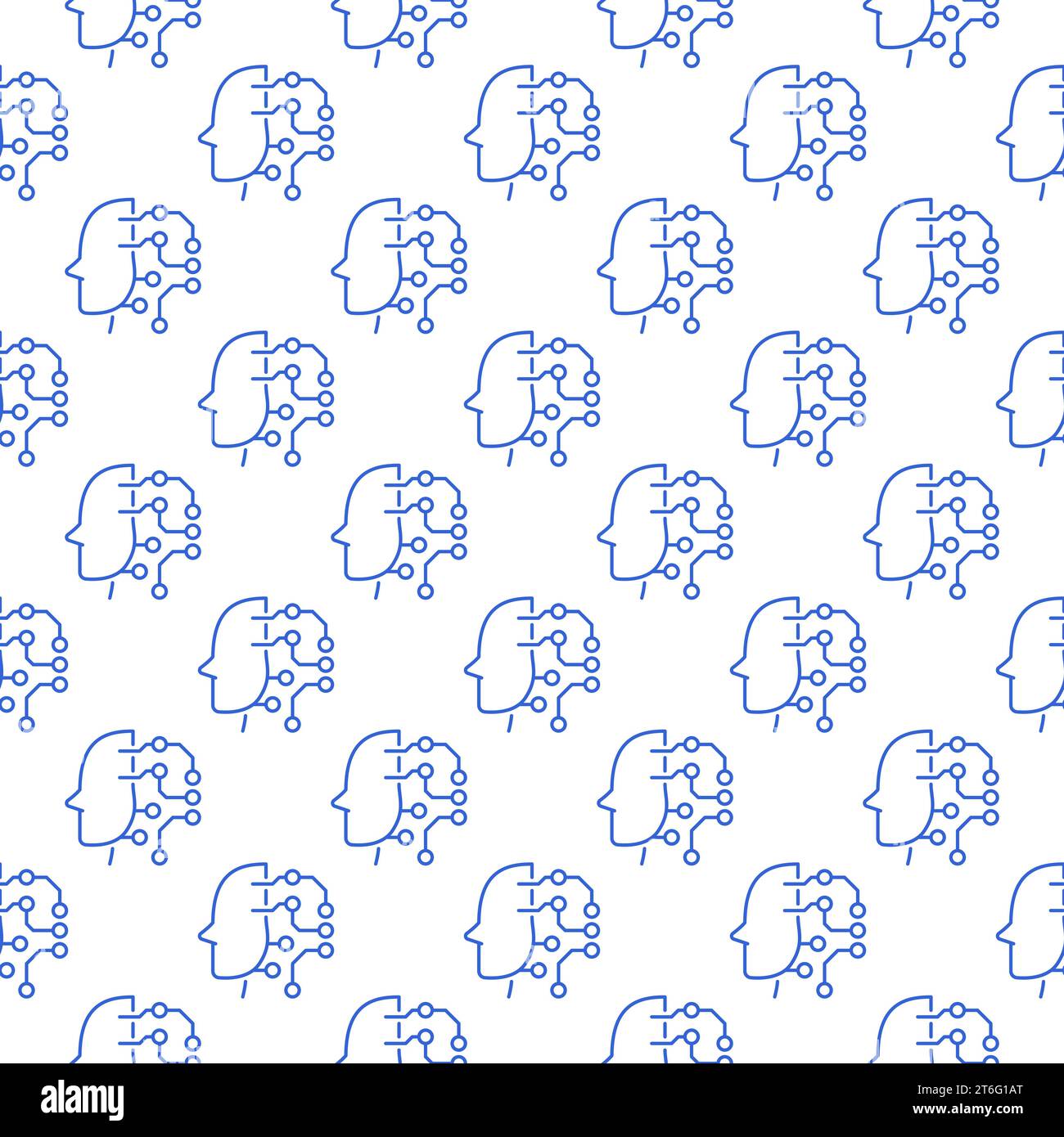 Vector AI Technology Head - Innovation concept outline seamless pattern Stock Vector