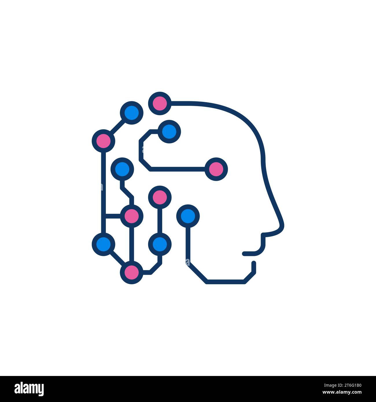 Robot Head with Circuits vector AI concept colored icon or logo element Stock Vector