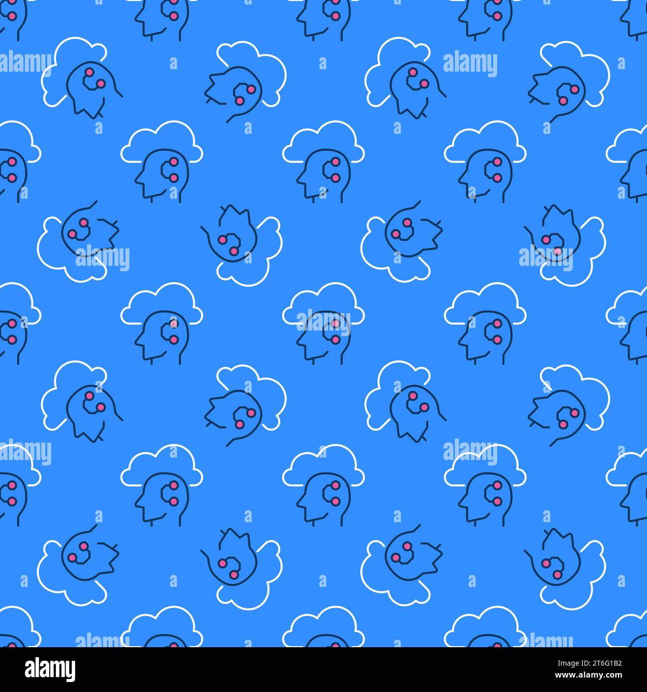 AI Head and Cloud vector Learning concept colored seamless pattern ...