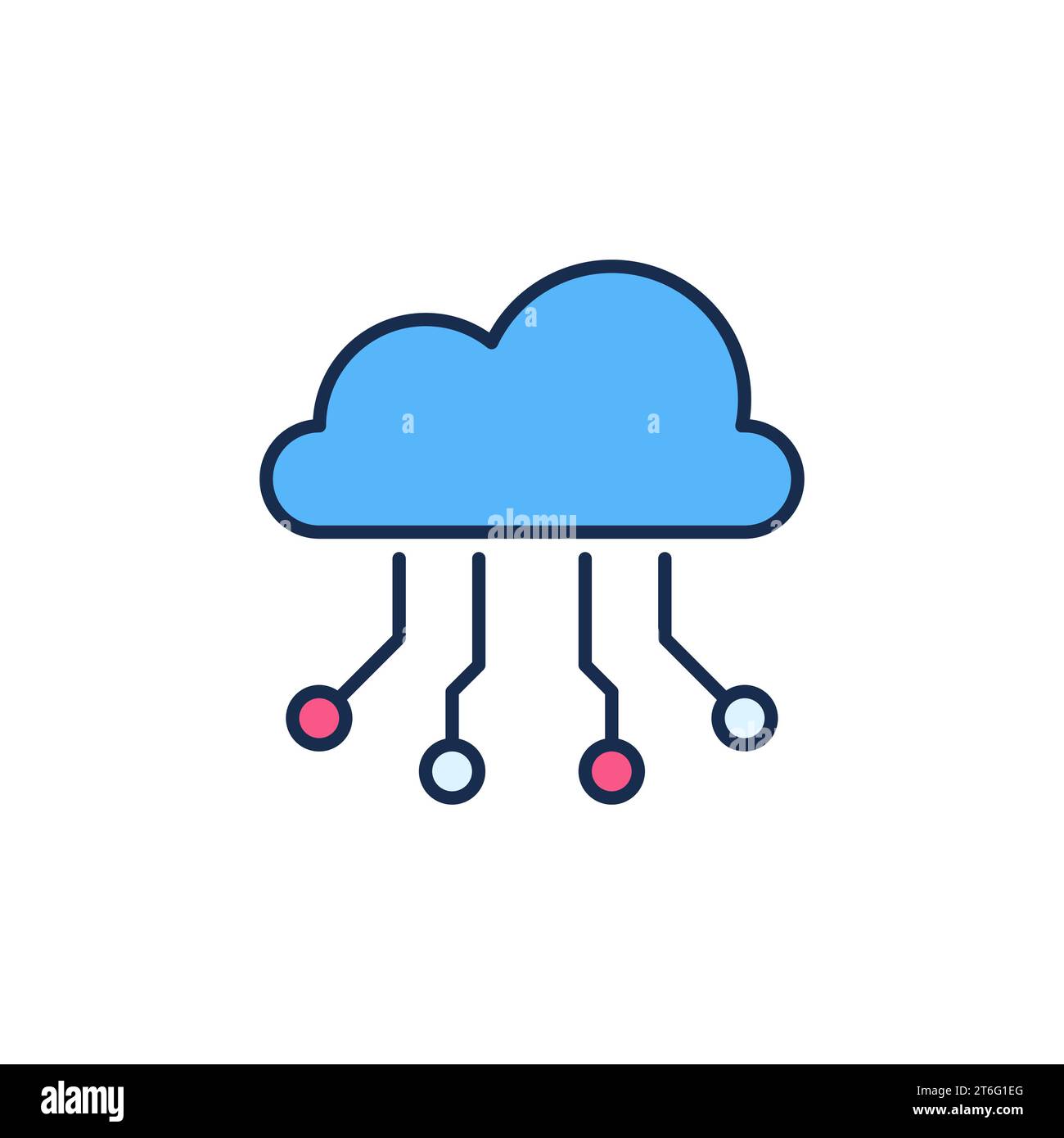 Cloud with Neural Network Data vector concept colored icon or sign Stock Vector