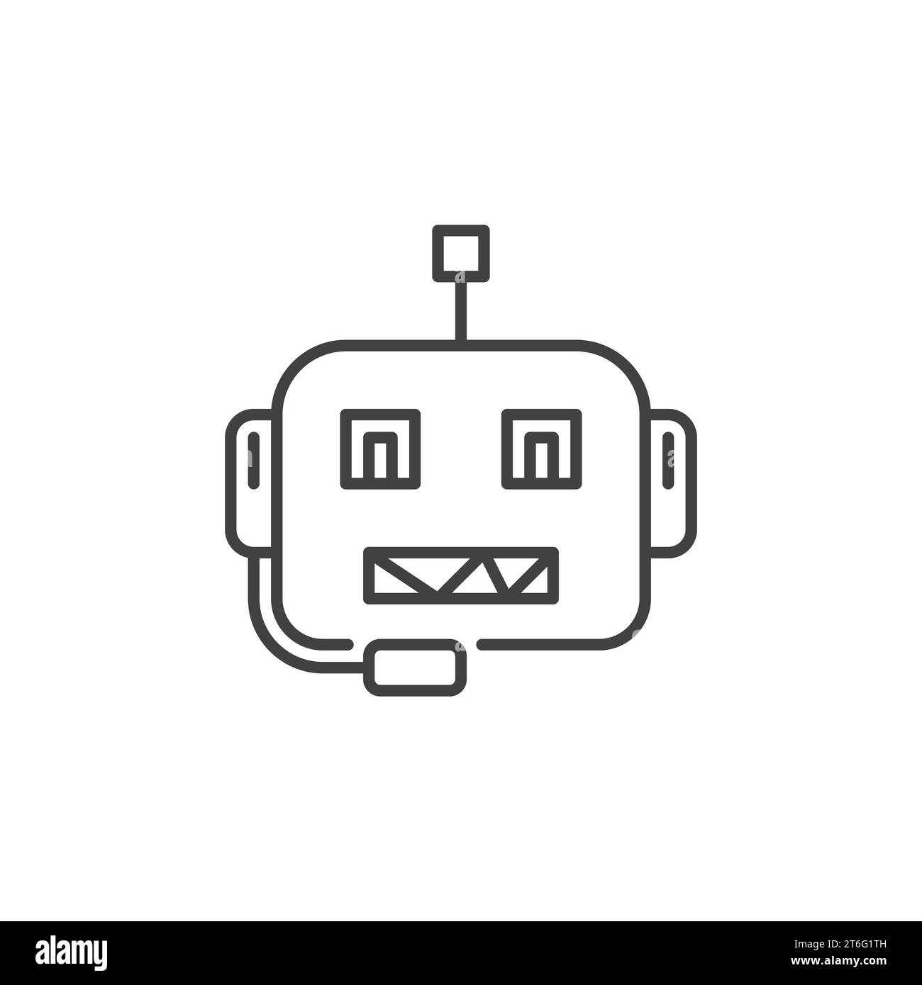 AI Chatbot Robot Character vector concept outline icon or symbol Stock