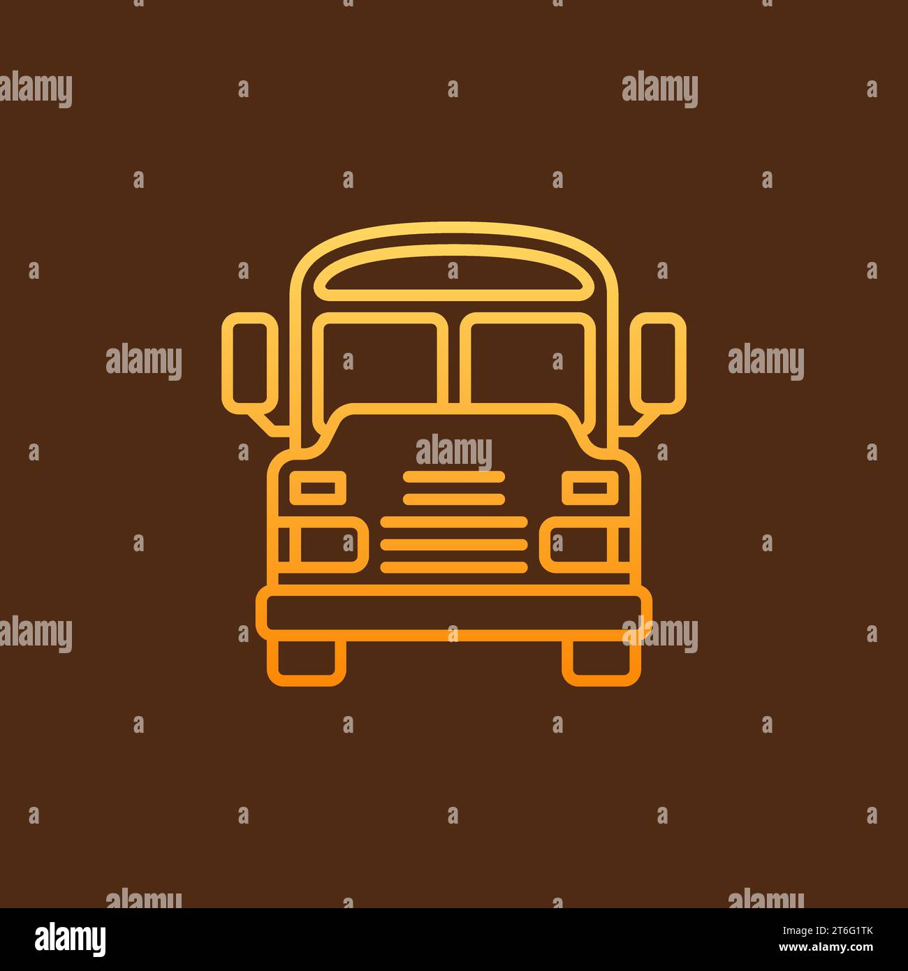 Yellow School Bus concept creative line icon - Schoolbus vector linear logo element on dark background Stock Vector
