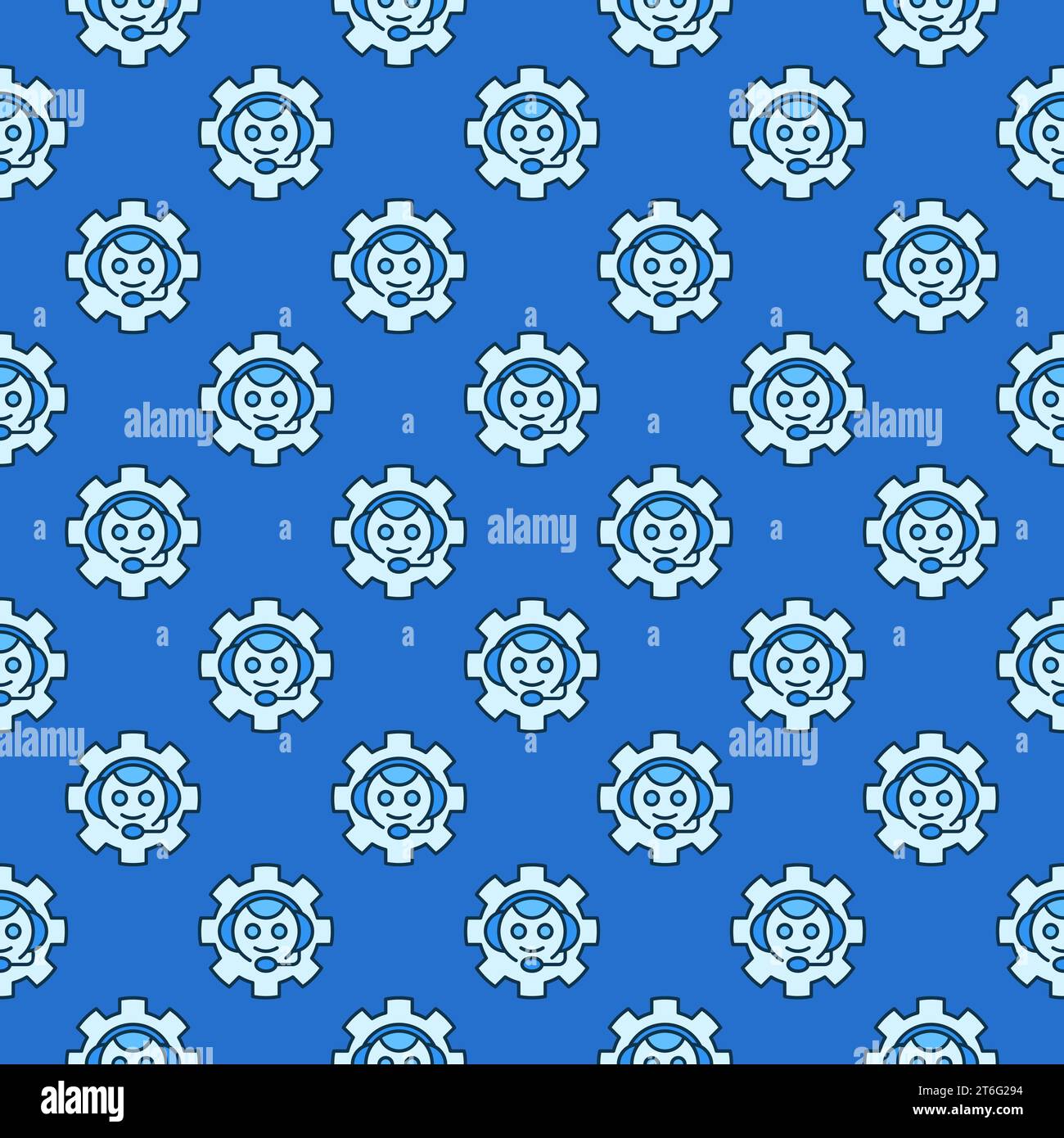Chatbot in Gear vector Bot Settings concept colored seamless pattern Stock Vector