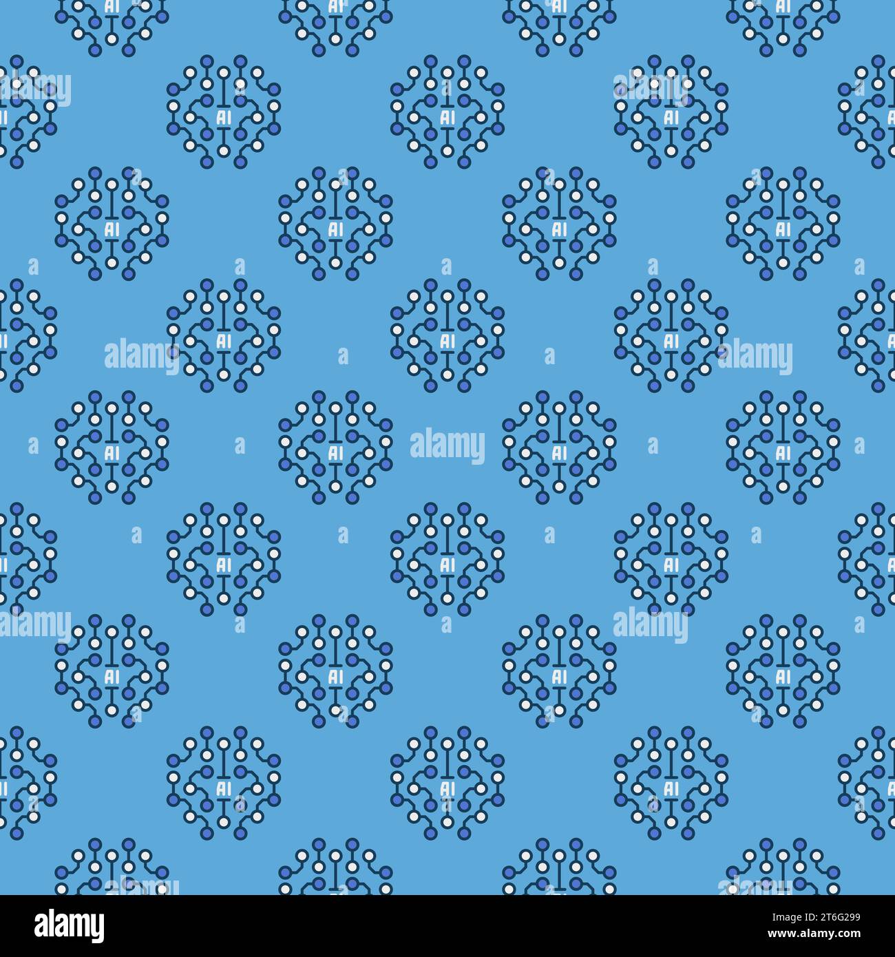 AI Brain Circuit Board vector Artificial Intelligence concept colored seamless pattern Stock Vector