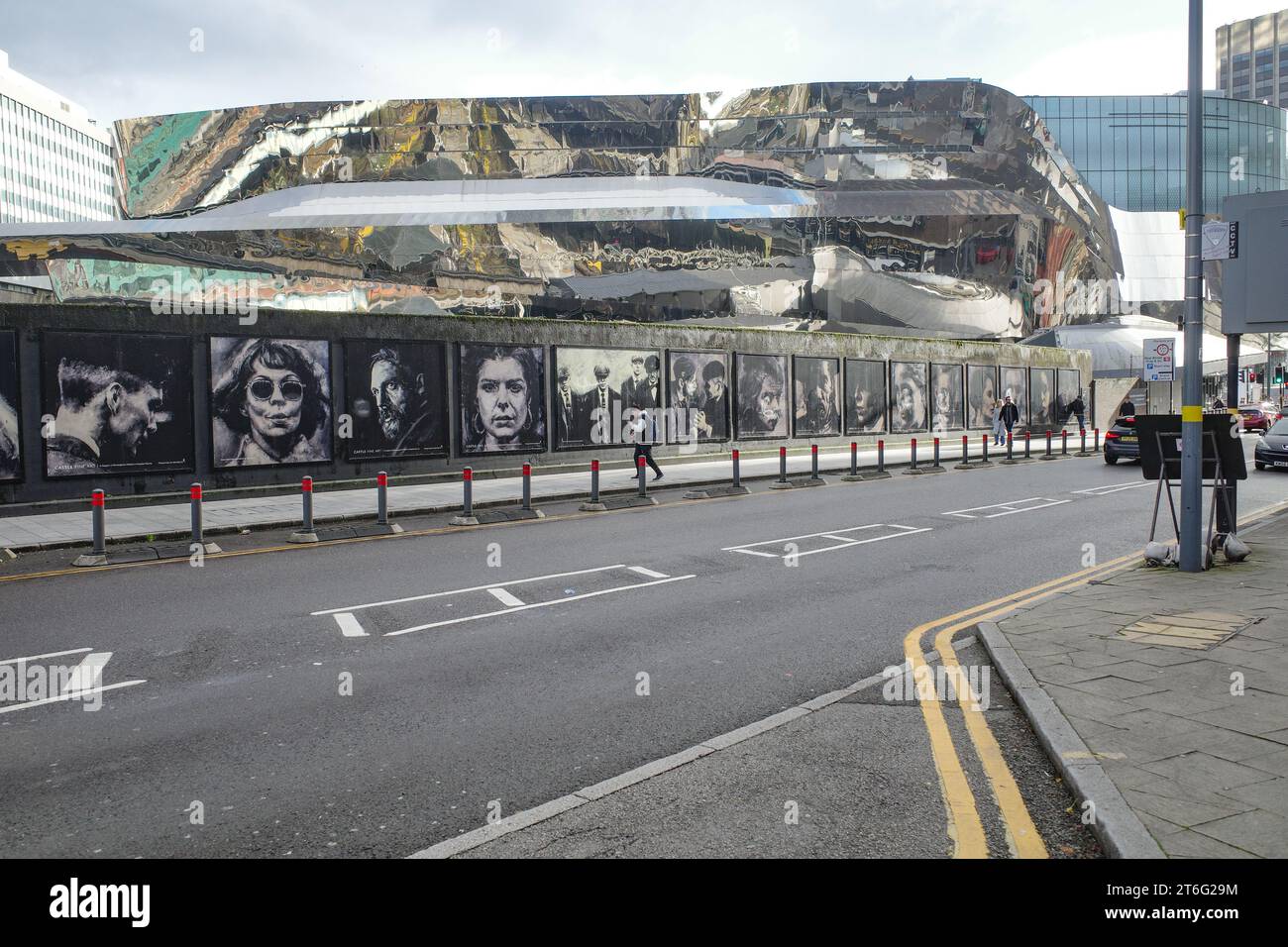 Birmingham, UK - Nov 5, 2023: 'Made In Birmingham' mural outside New Street Station featuring characters from the Peaky Blinders television series Stock Photo