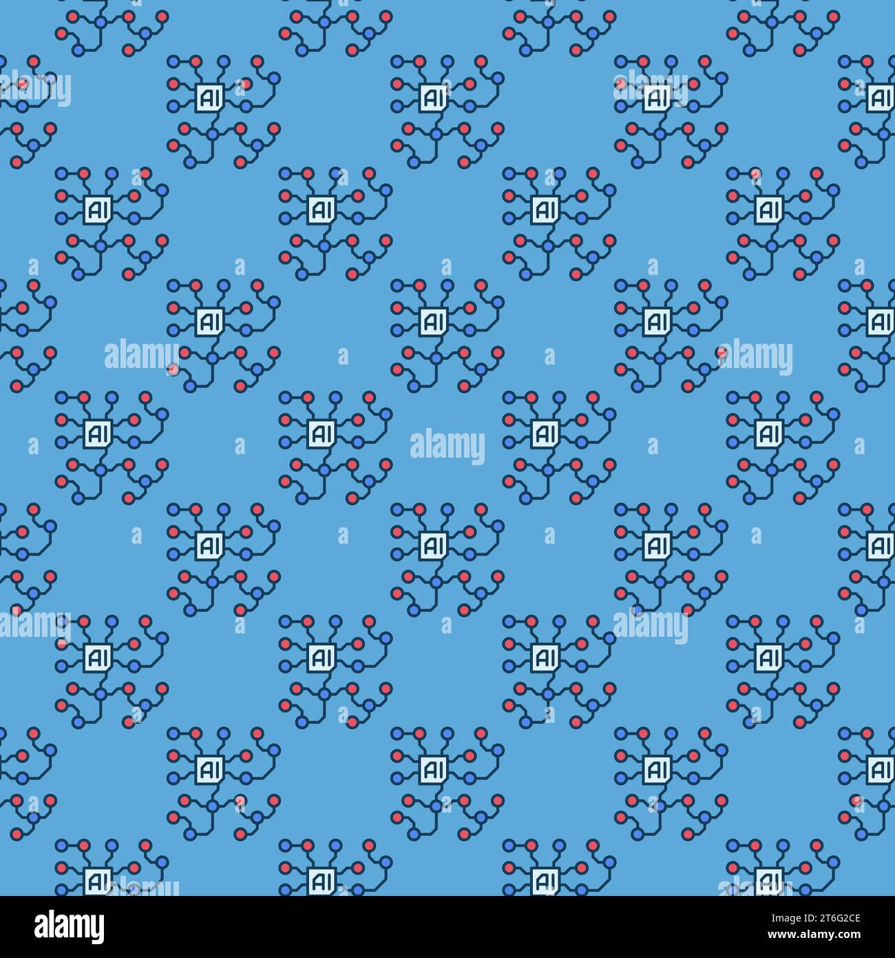 Artificial Intelligence Circuits concept AI vector modern blue seamless pattern Stock Vector