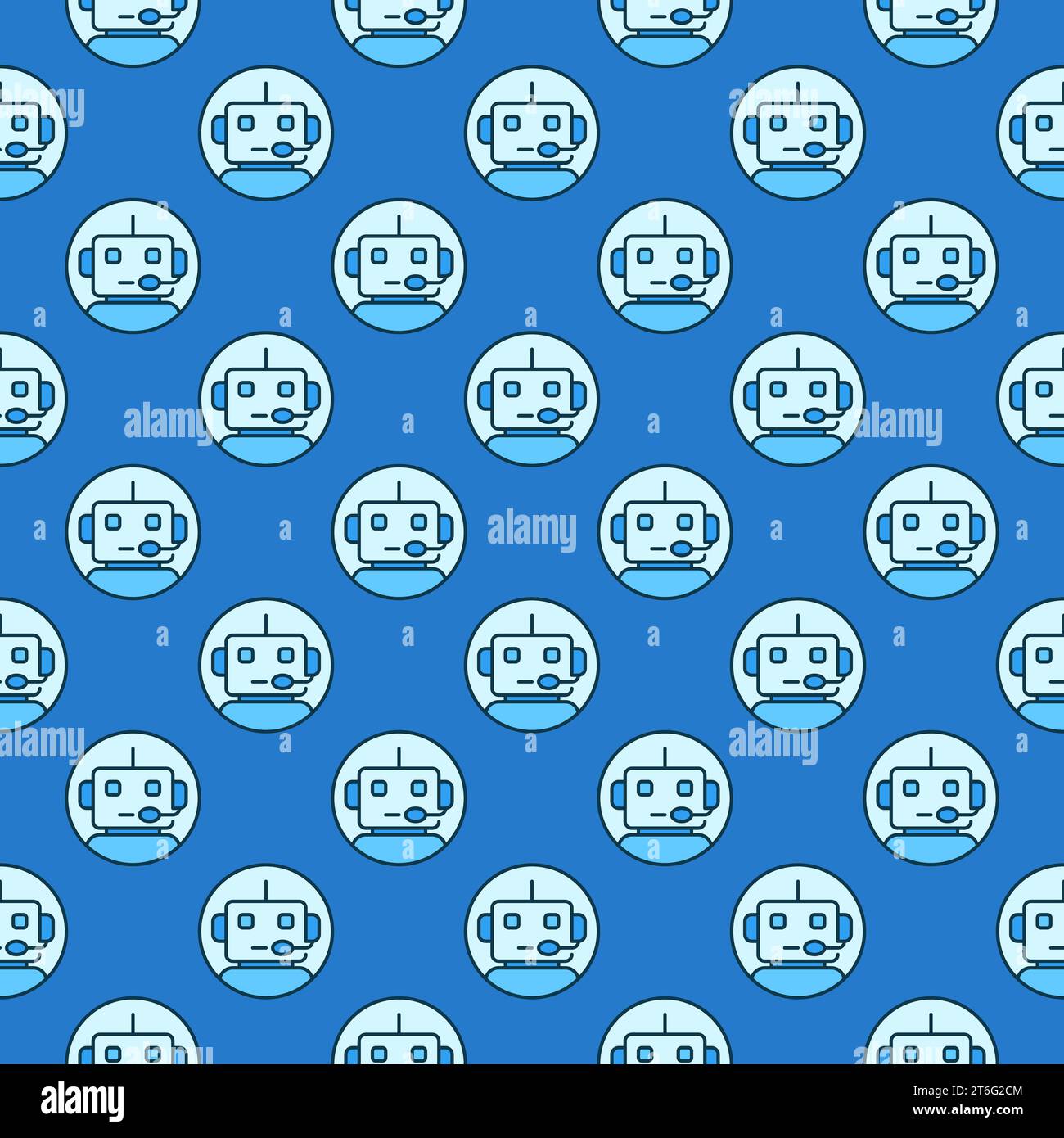 Circle with Robot Chatbot vector concept colored seamless pattern Stock Vector