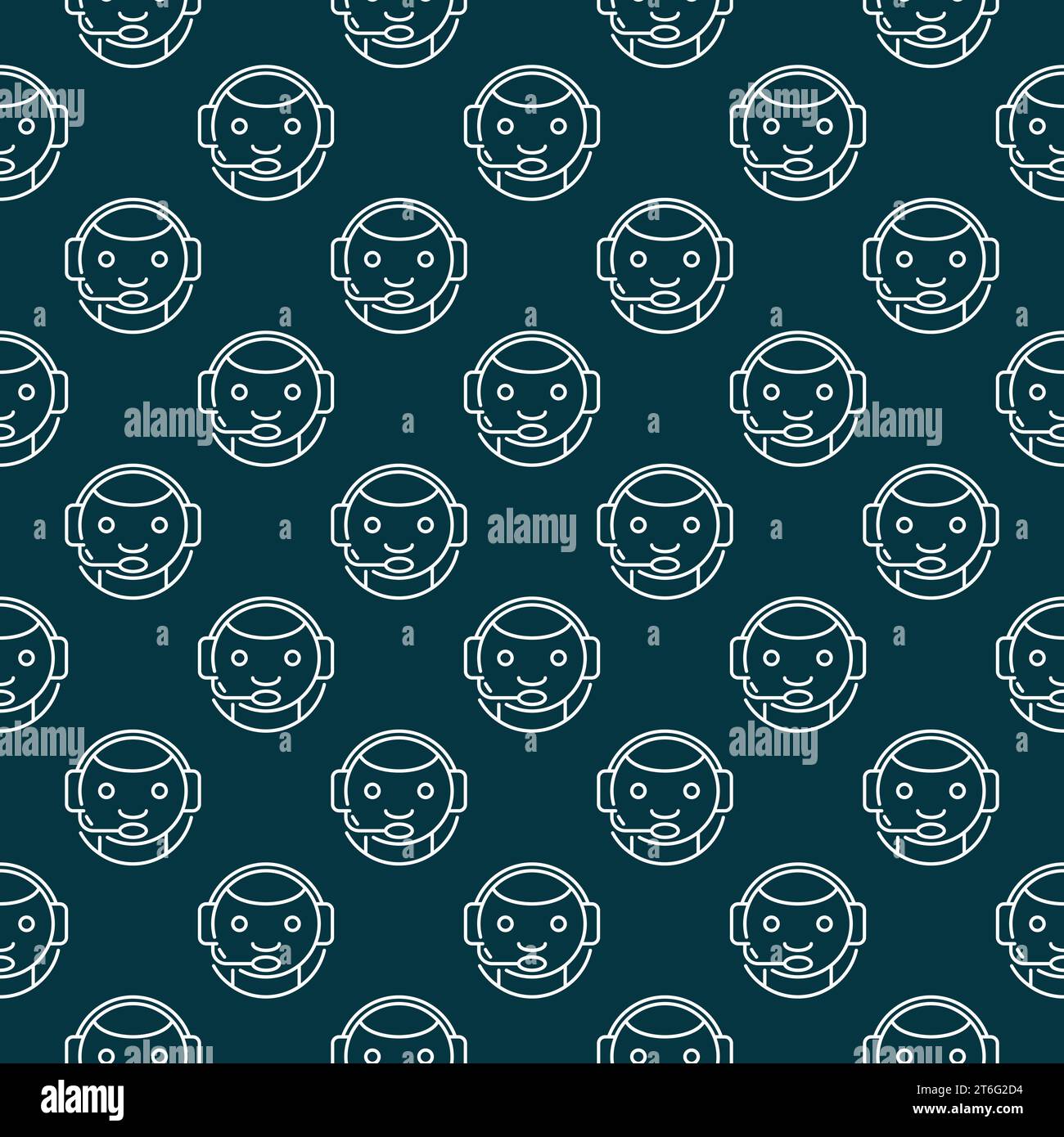 Chatbot with Headset vector Chat Bot concept thin line seamless pattern Stock Vector