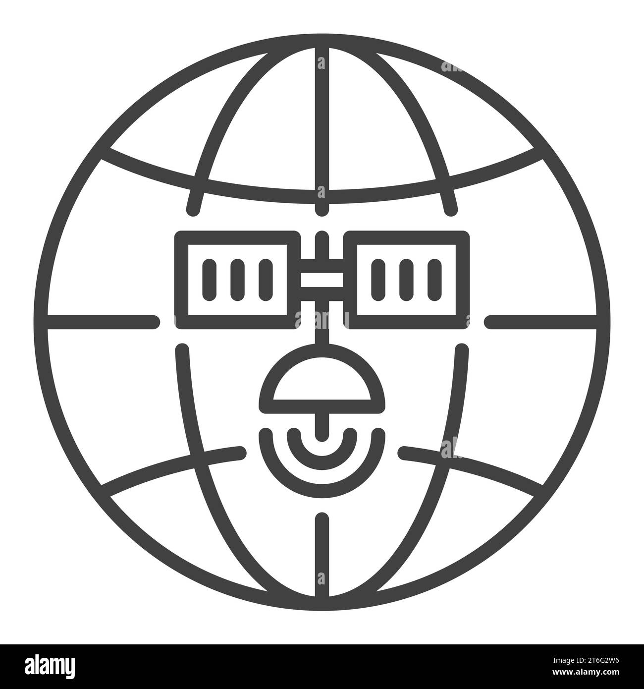 Earth Globe and Satellite vector concept outline icon or symbol Stock ...