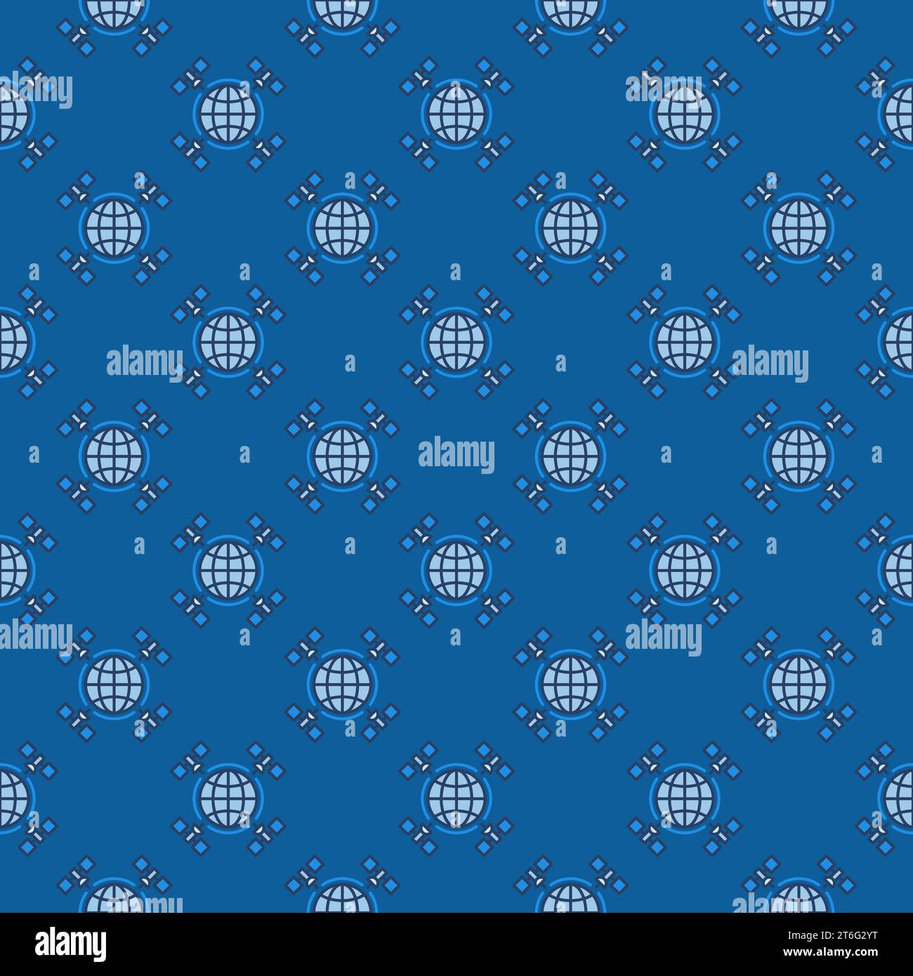 Earth with Four Satellites vector concept blue seamless pattern Stock ...