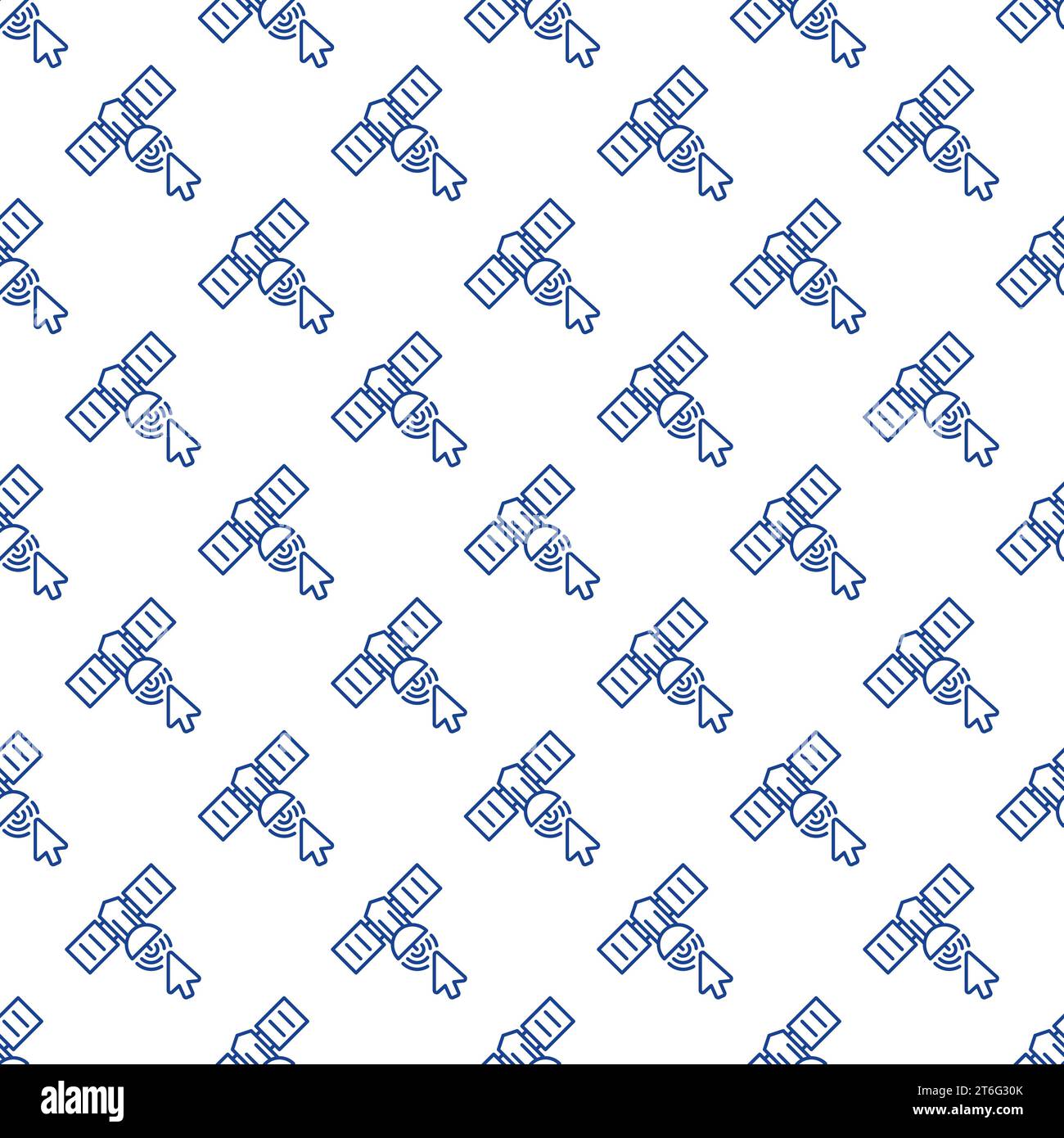 Mouse Click on Satellite vector concept thin line seamless pattern Stock Vector