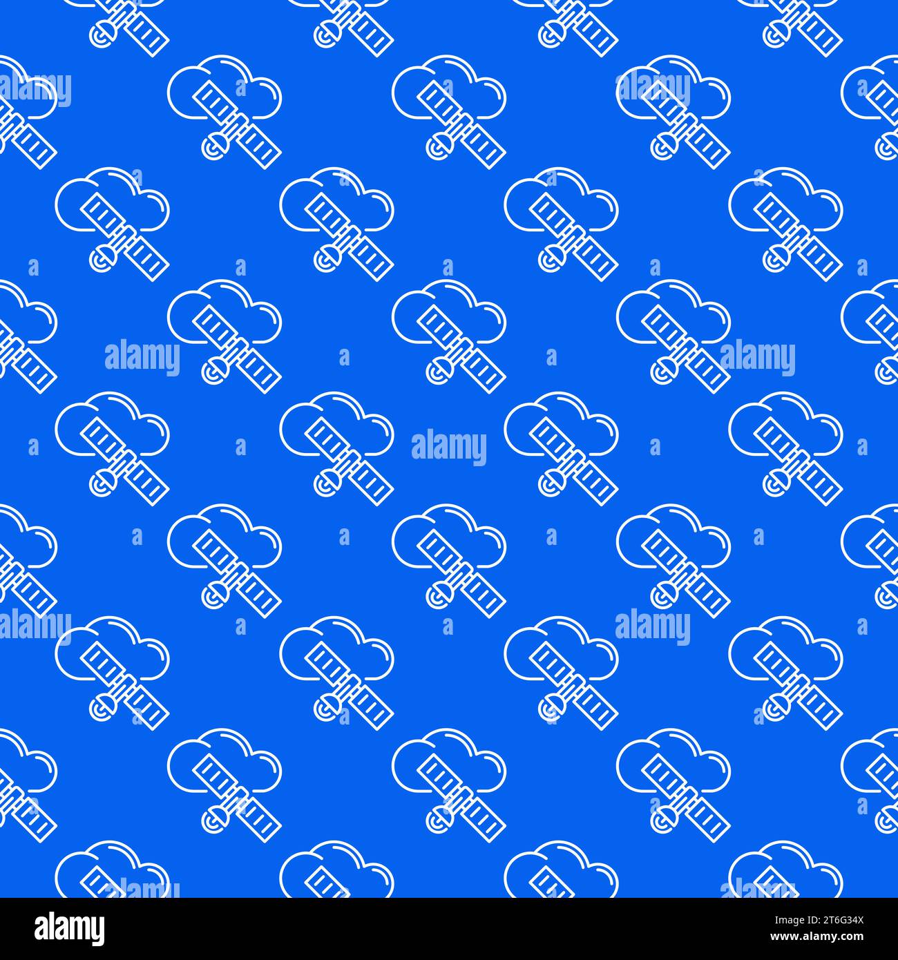Cloud with Satellite vector concept blue seamless pattern Stock Vector