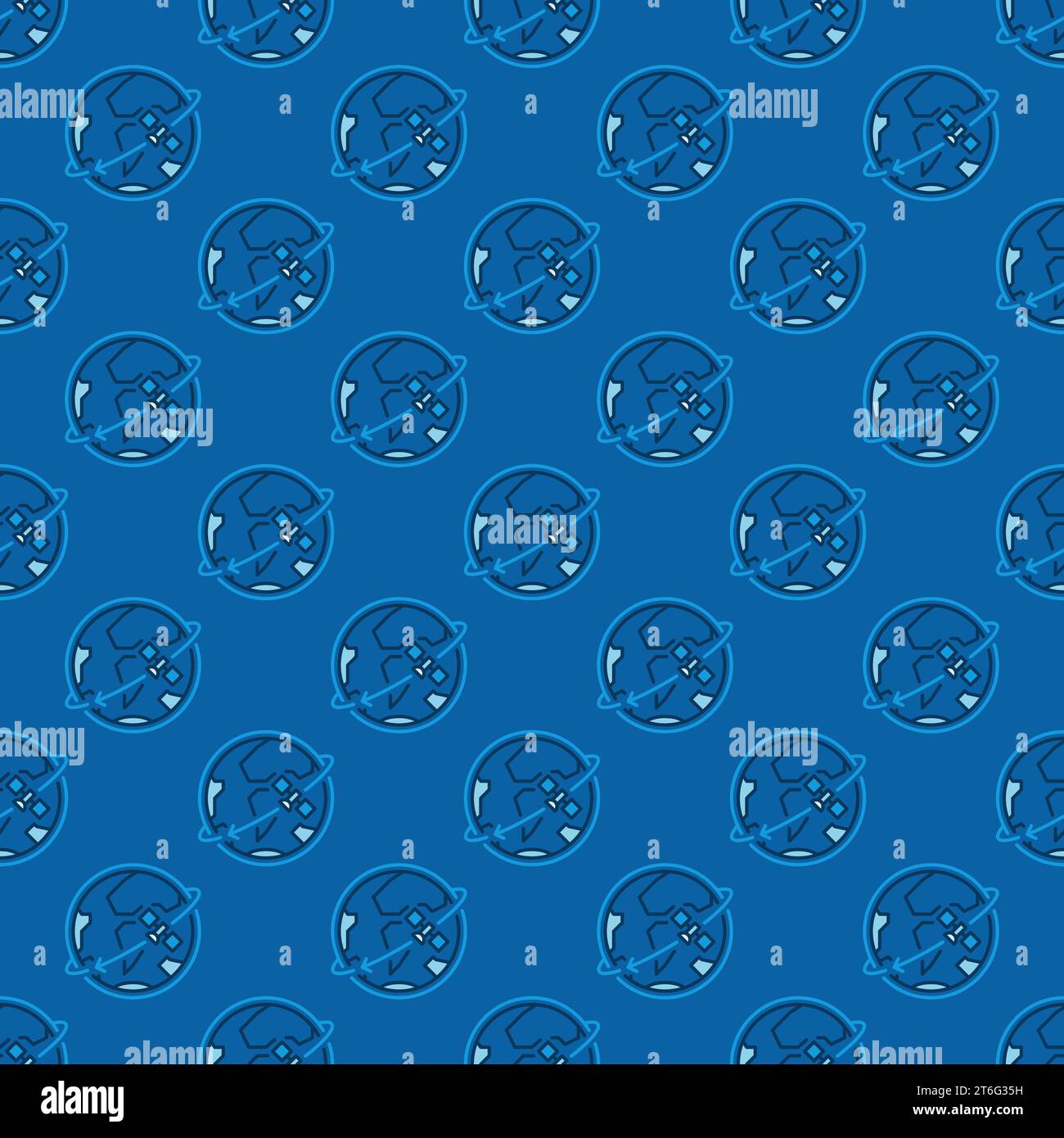 Earth Planet in Space with Satellite vector concept blue seamless ...