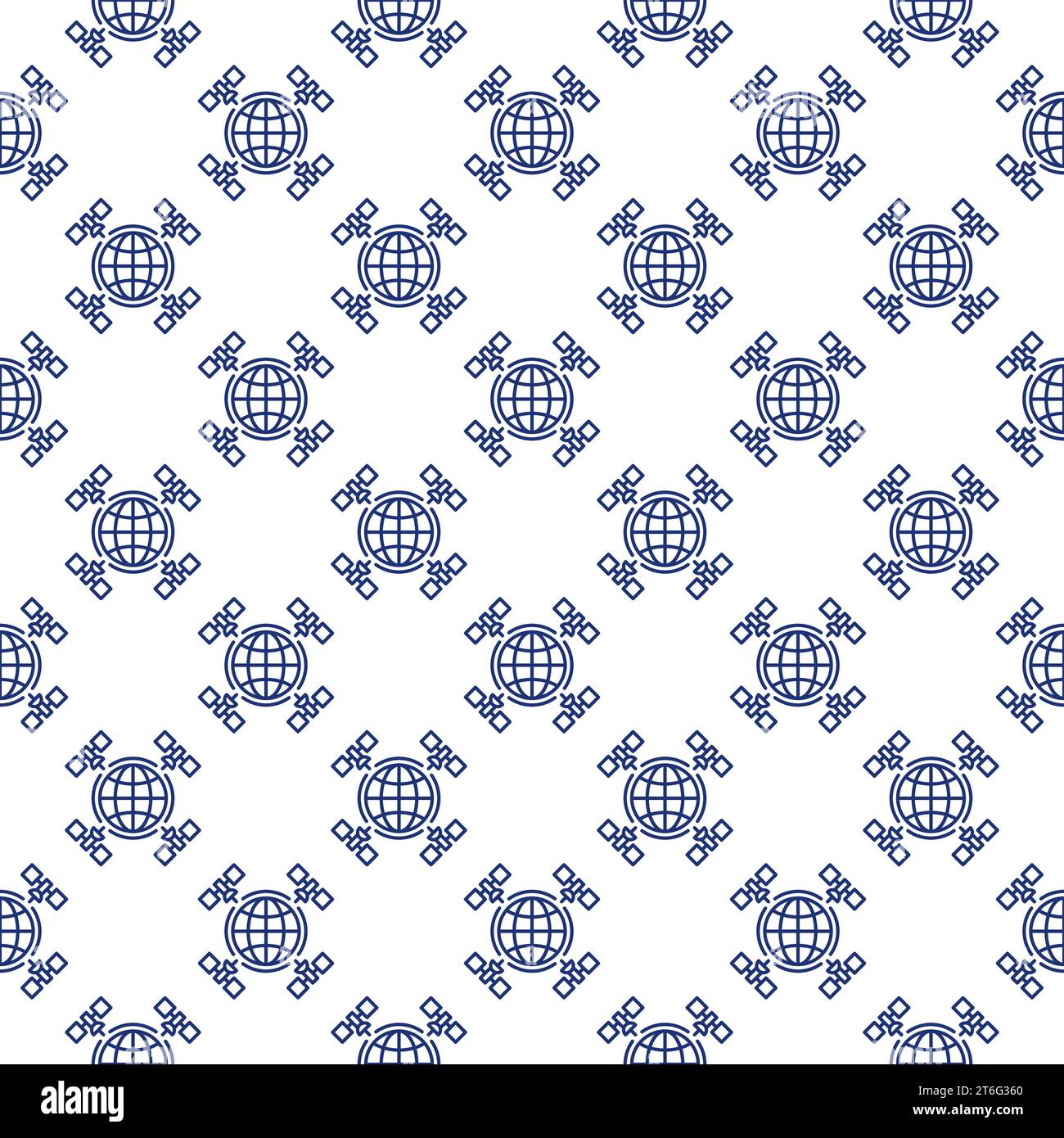 Four Satellites with Earth vector concept thin line seamless pattern ...