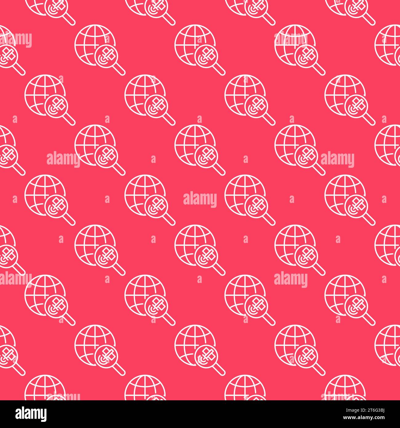 Magnifier with Satellite and Earth Globe vector concept red linear ...