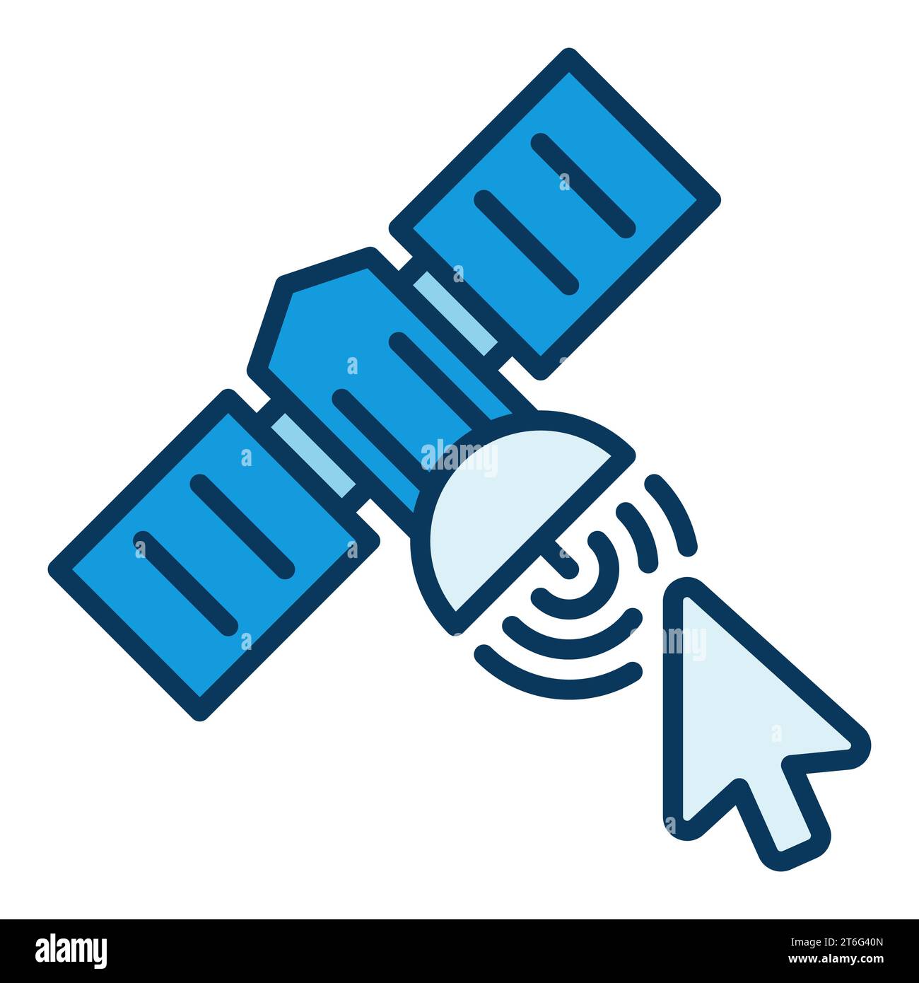 Mouse Cursor on Satellite vector concept blue icon or symbol Stock Vector