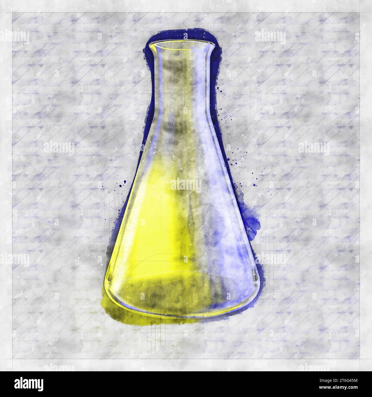 Laboratory glassware, conical (Erlenmeyer) flask, 3D illustration in