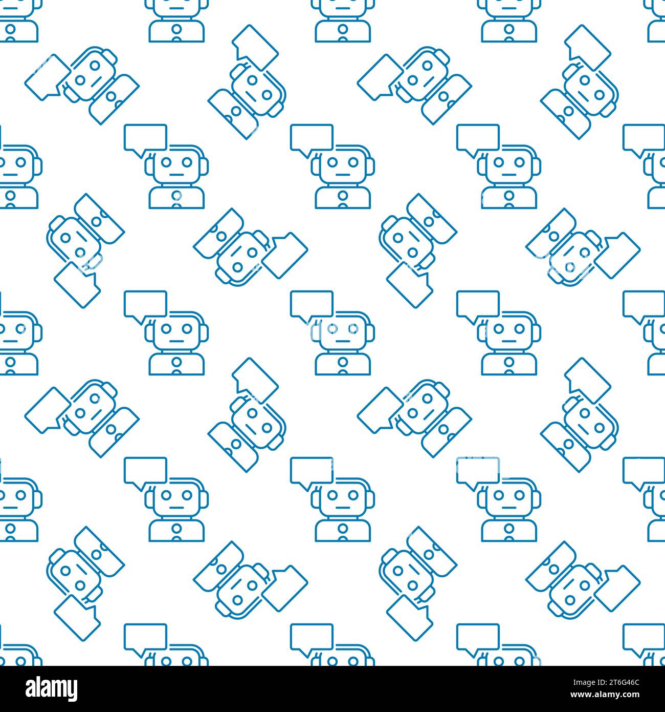 Chatbot Talking vector Communication Technology concept thin line seamless pattern Stock Vector