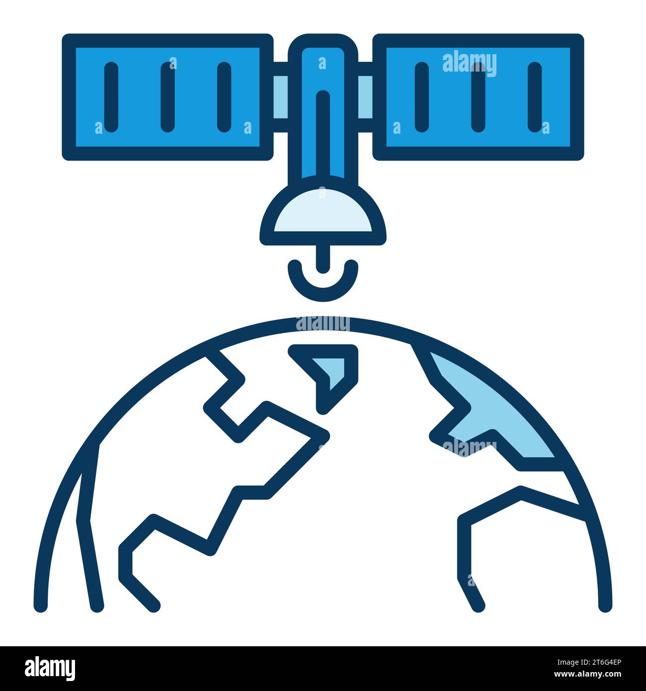 Satellite in Space with Earth vector concept blue icon or design ...