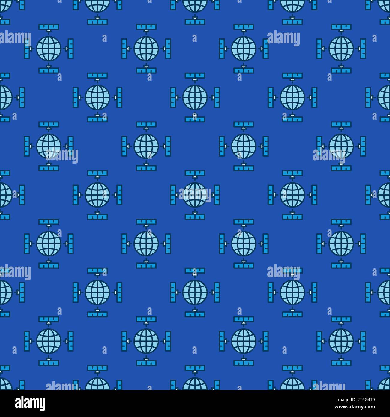 Earth Planet and Satellites vector concept blue seamless pattern Stock ...