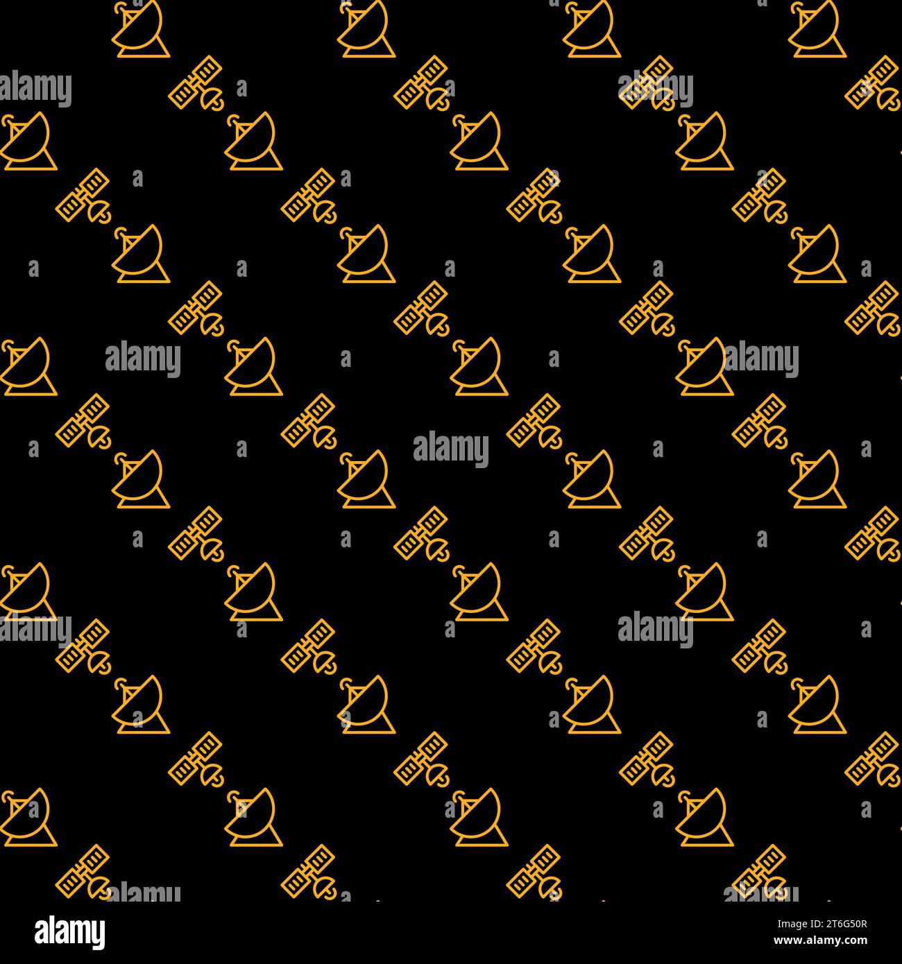Satellite dish with Satellite vector concept outline dark seamless pattern Stock Vector