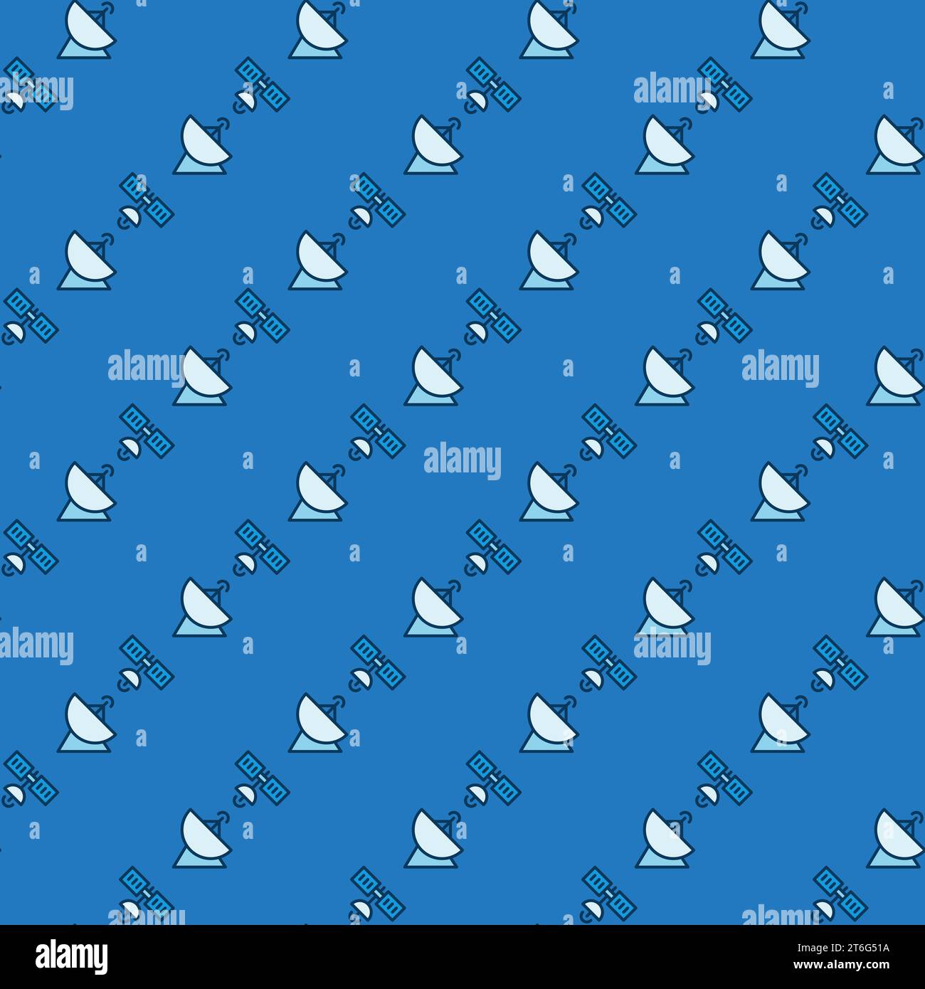 Parabolic Antenna with Satellite vector concept blue seamless pattern Stock Vector
