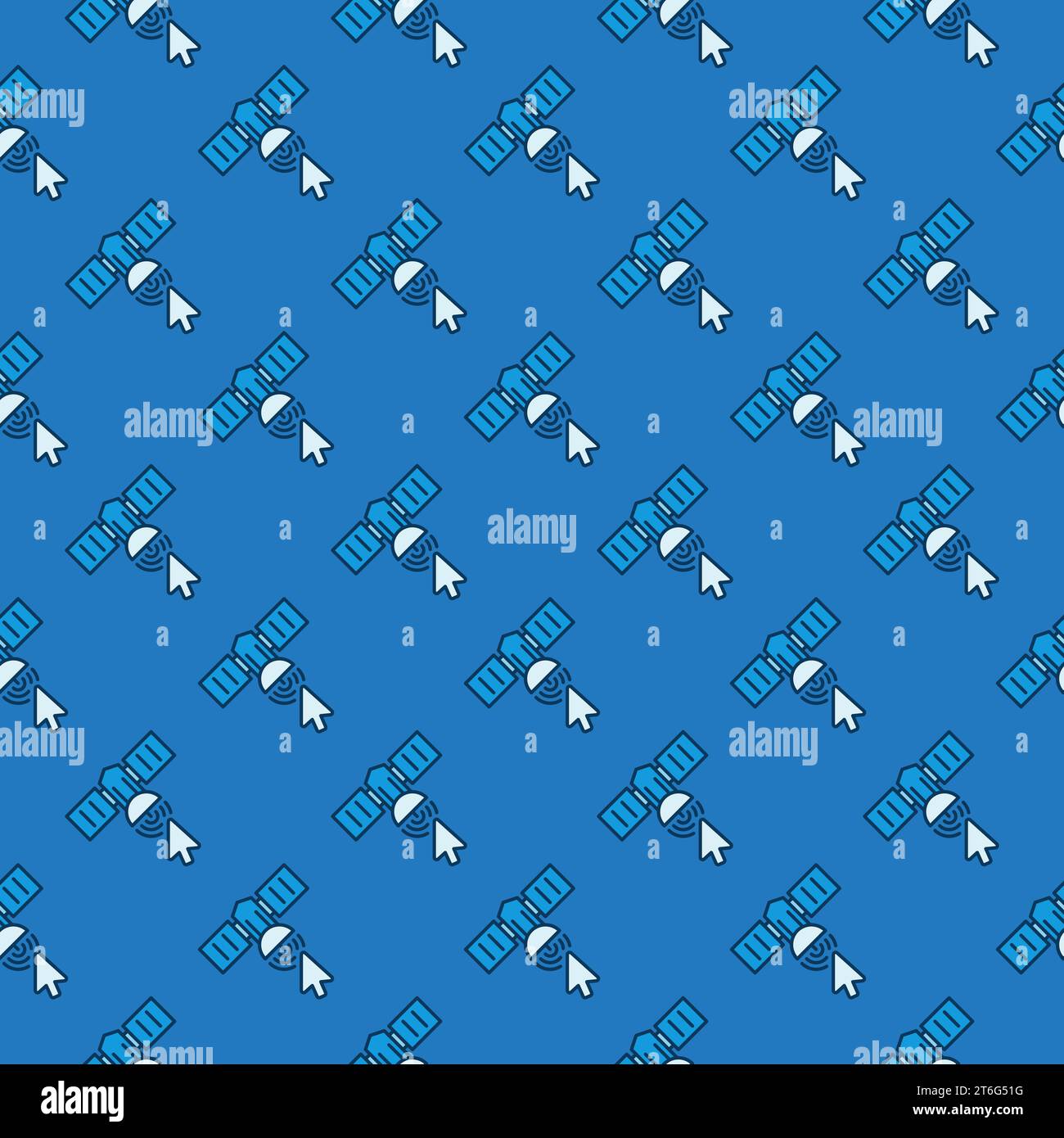 Mouse Cursor on Satellite vector concept blue seamless pattern Stock Vector