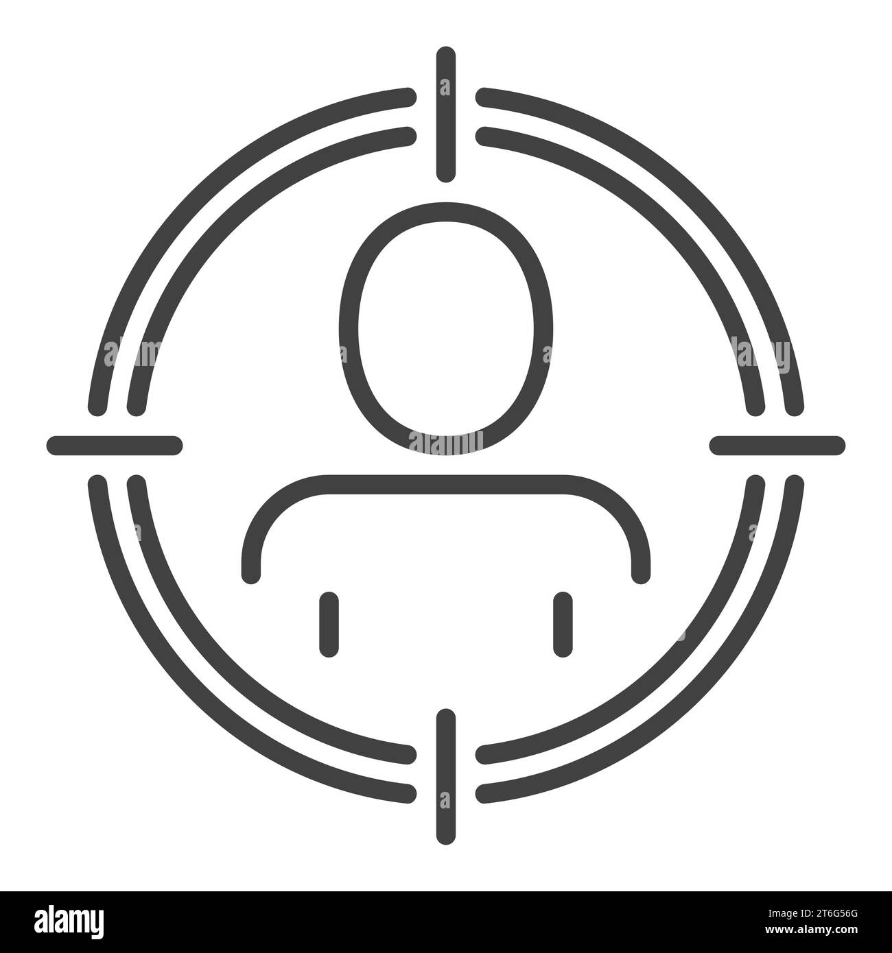 Man in Target vector Aim or Targeting concept icon or symbol in outline