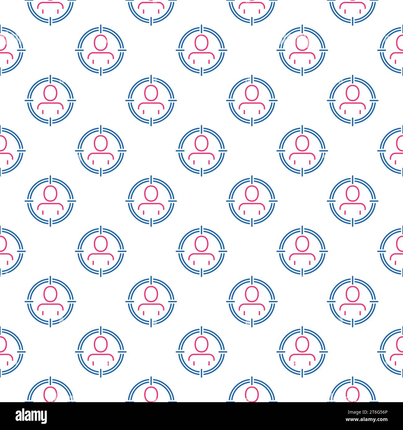 Man in Target vector Aim or Targeting concept creative seamless pattern in outline style Stock Vector