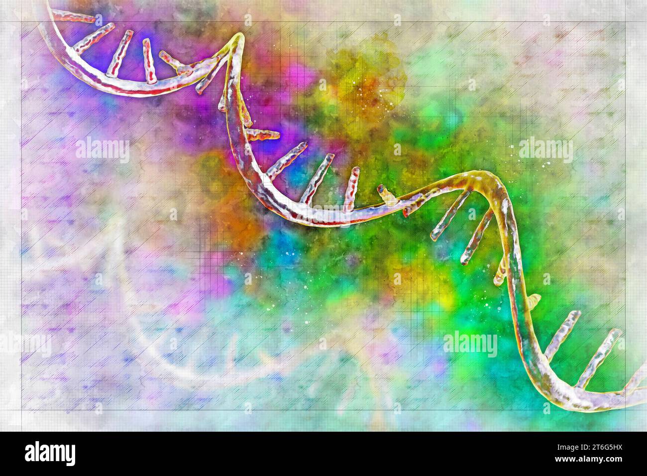 Molecular model of messenger ribonucleic acid (mRNA). 3D illustration